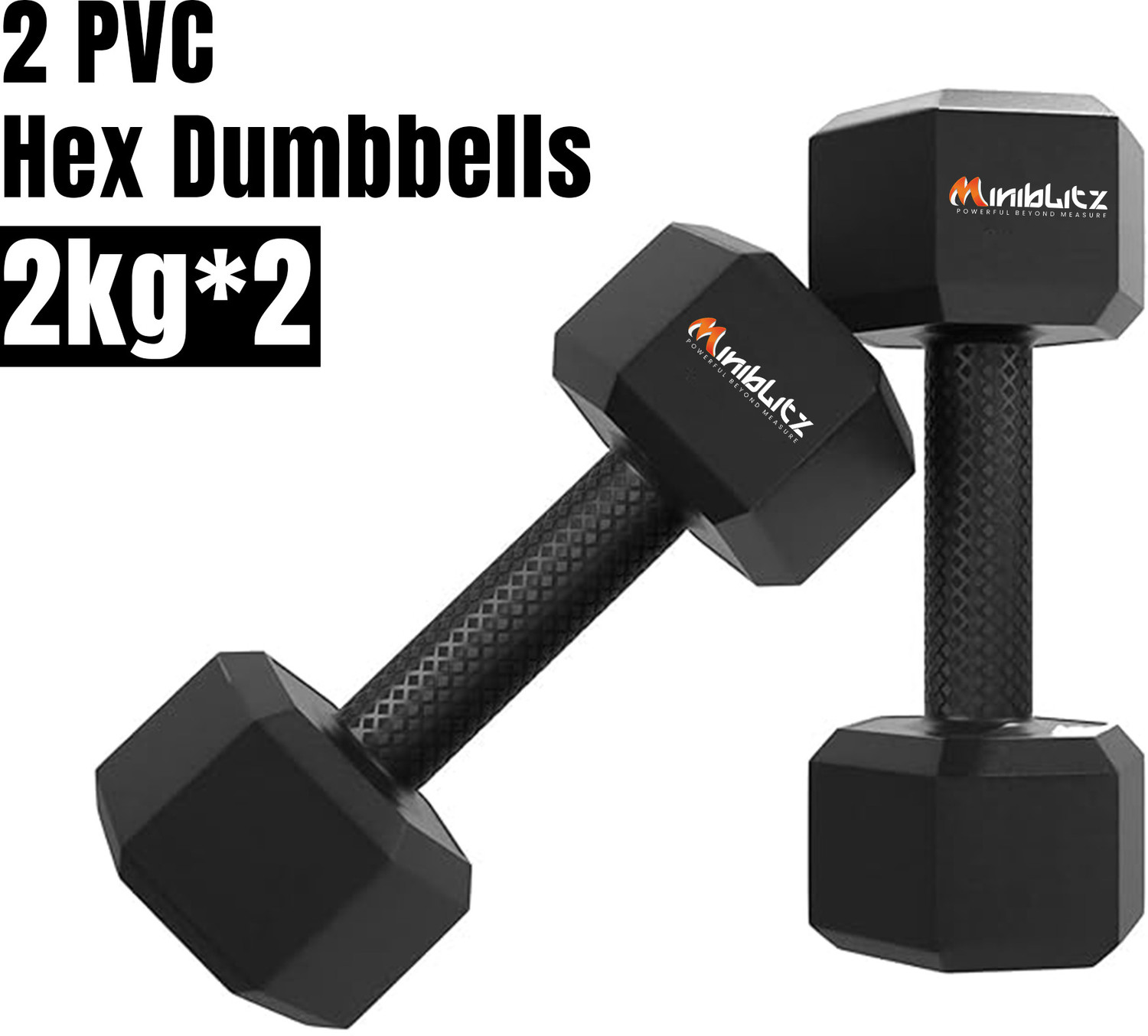 Image of STARX Hexa Dumbbells (2kg x 2) Black | Home Gym Fitness Weights Fixed Weight Dumbbell (4 kg)