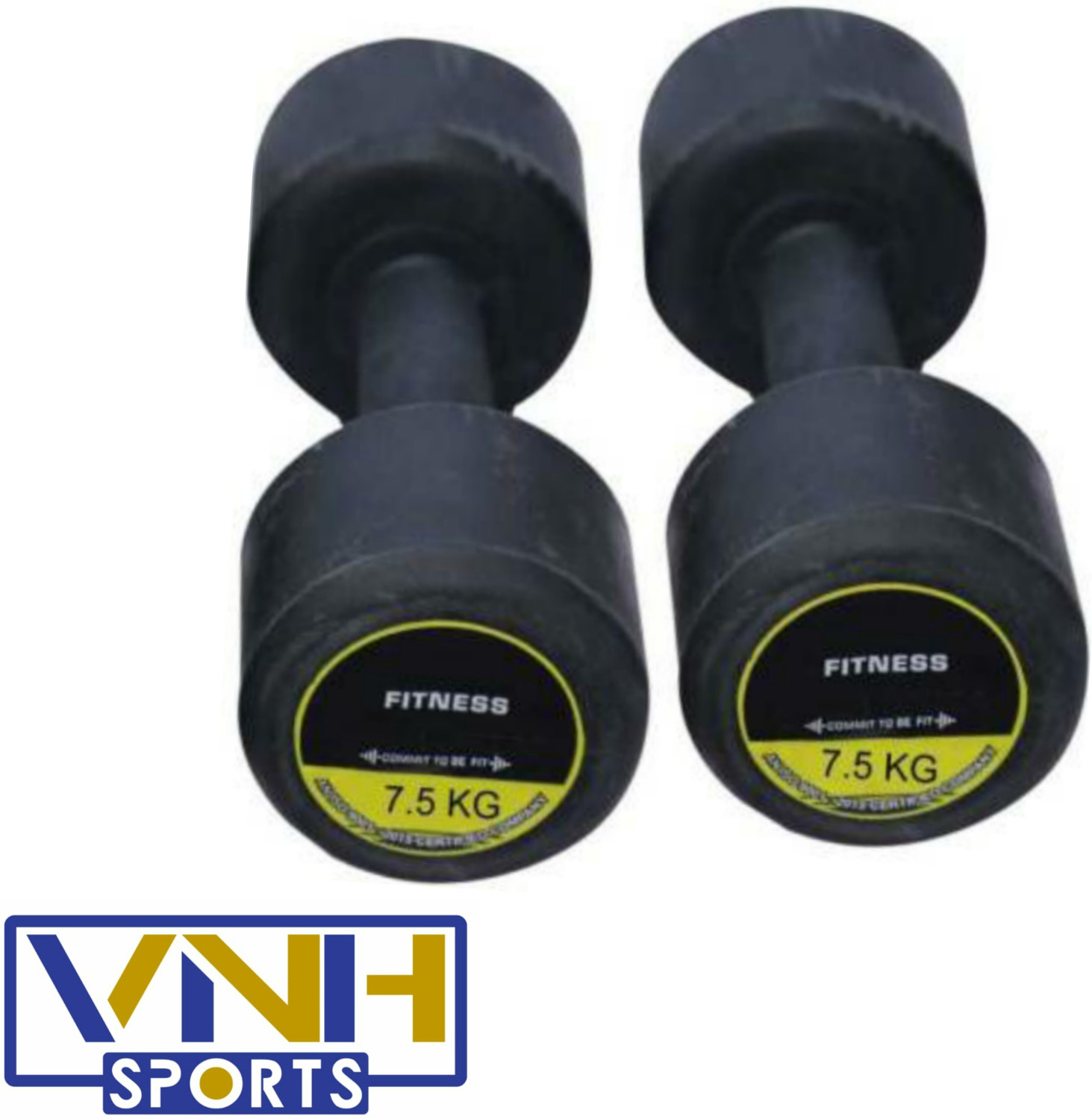 vnh Pair of 7.5Kg (7.5Kg X 2) Rubber Fixed Weight Dumbbell  (7.5 kg)