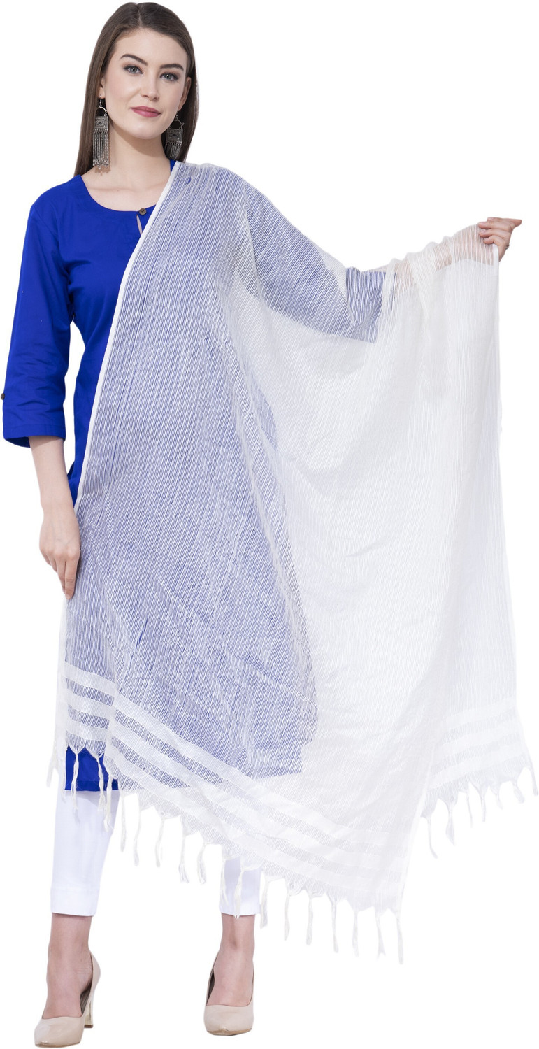 Image of Aayat Fashion Cotton Blend Embroidered White Women Dupatta