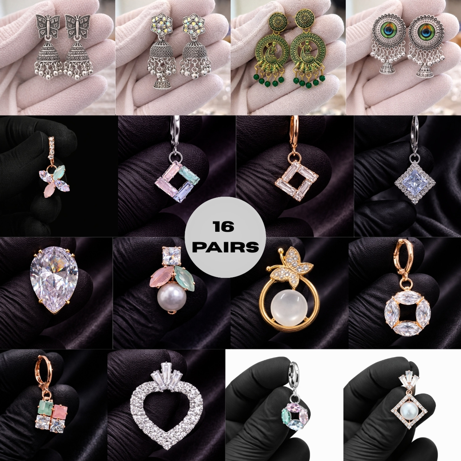 Image of scenturs 16 Pairs Stylish Earrings Combo Set for Women Jewellery Collection Alloy Earring Set