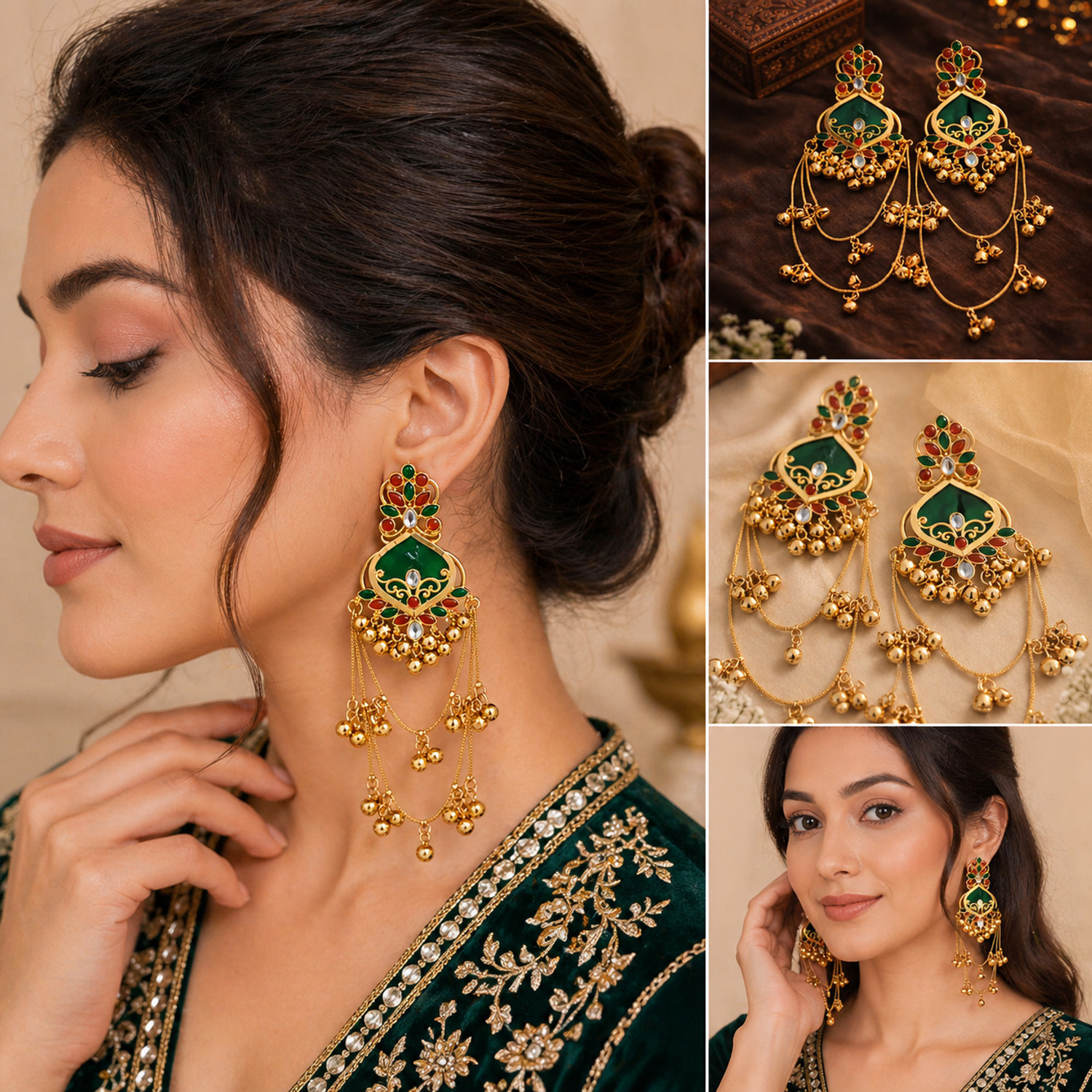 Eivaa Kashmiri Traditional Earrings | Gold Plated Ethnic Dangle Jhumka With Ghungroo Alloy Drops & Danglers, Jhumki Earring