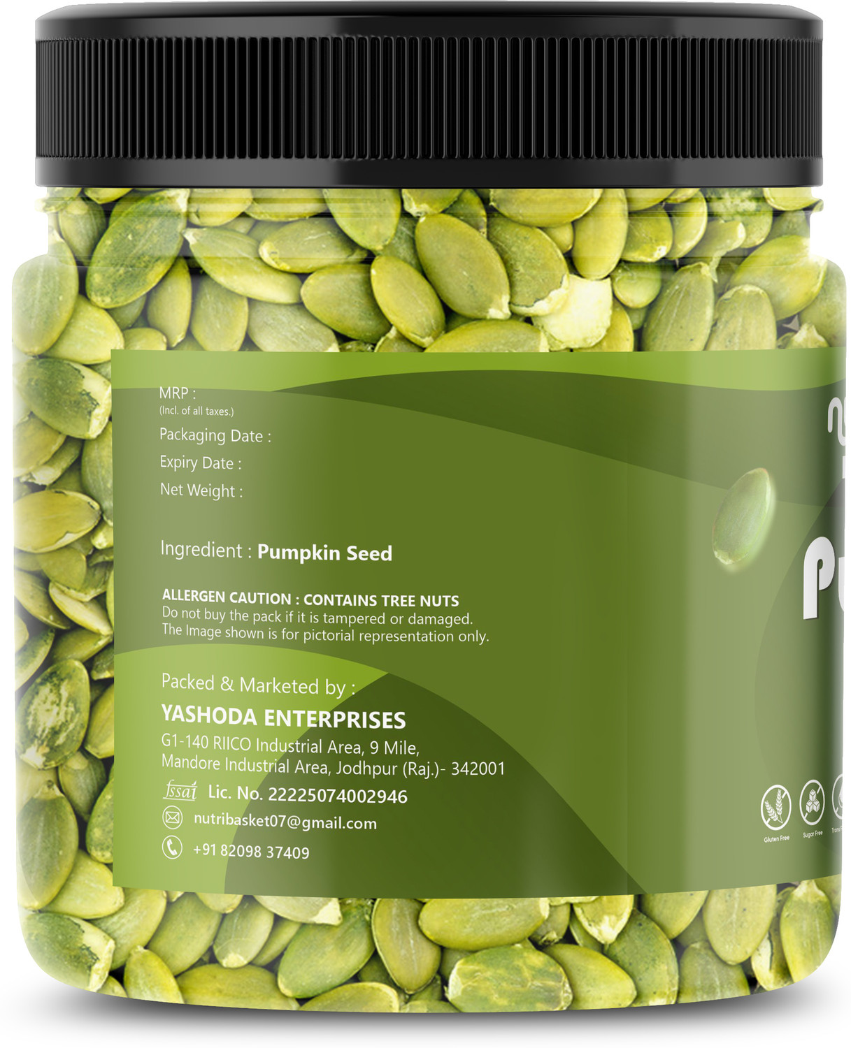 Image of nutribasket Raw Pumpkin Seeds For Eating | AAA Grade Jumbo High in Protein, Healthy| Pumpkin Seeds (500 g)