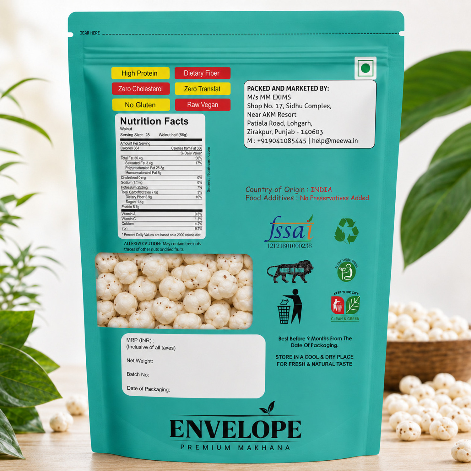 Image of Envelope Dryfruits Natural Makhana (4 x 250 g)
