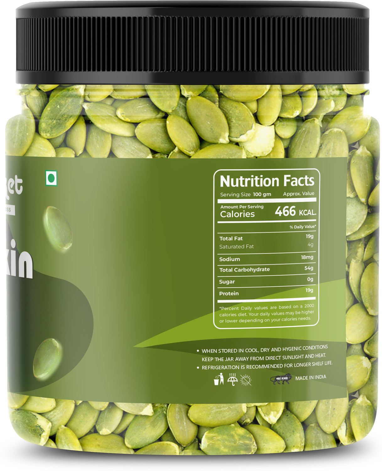 Image of nutribasket Raw Pumpkin Seeds For Eating | AAA Grade Jumbo High in Protein, Healthy| Pumpkin Seeds (500 g)