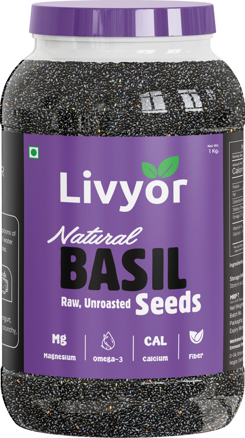 LIVYOR Raw Basil Seeds for Weight loss | Sabja Seeds | Tukmaria Basil 