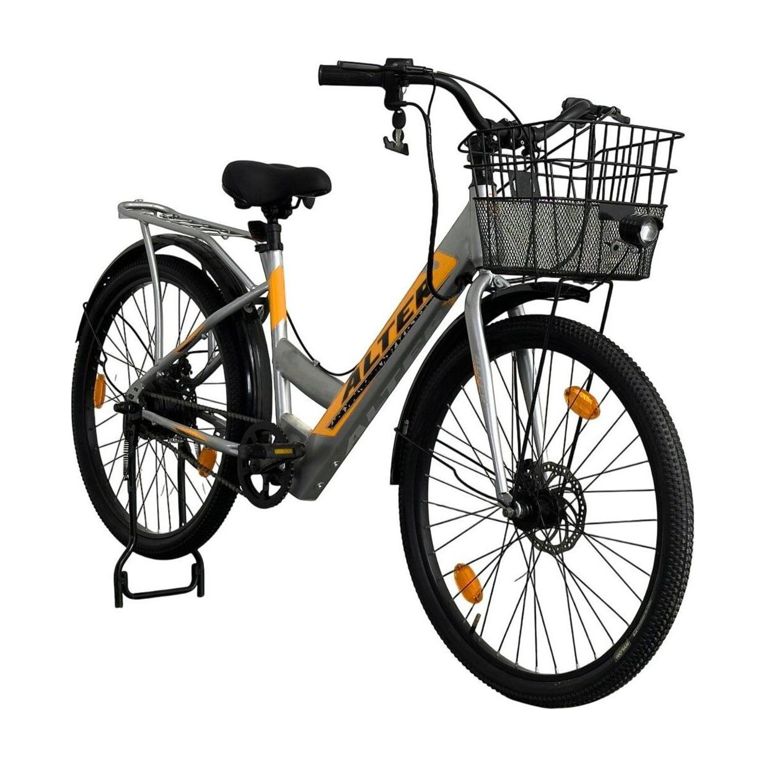 ALTER 26" 002S-FLY MODEL ELECTRIC CYCLE,95% PRE-ASSEMBLED WITH CHARGER (Grey & Golden) 26 inches Single Speed Lithium-ion (Li-ion) Electric Cycle