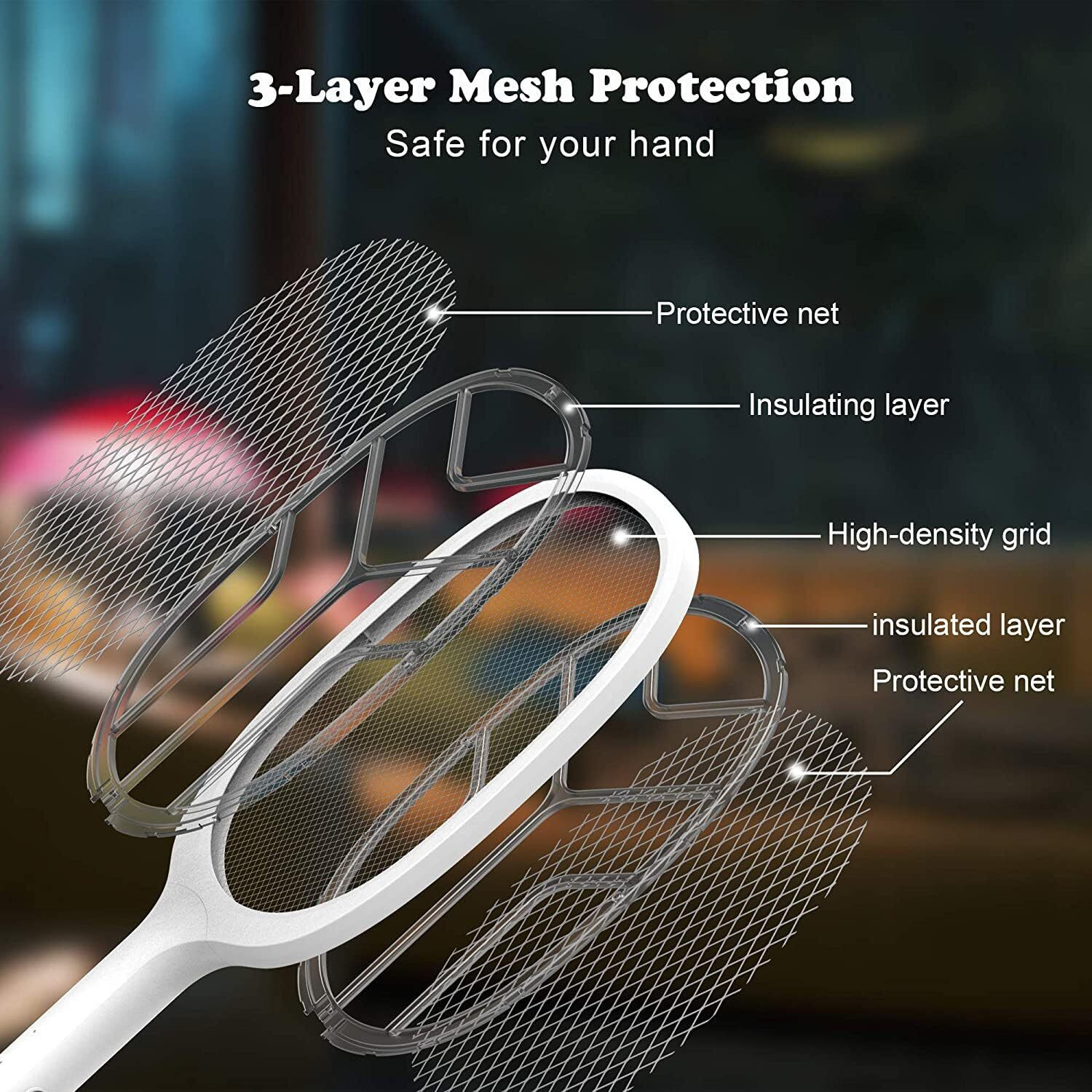 Image of Arrom Cordless Anti-Mosquito Racket /Bat, 4000V Rechargeable Fly Swatter, UV LED Light Electric Insect Killer Indoor, Outdoor (Fly Swatter)