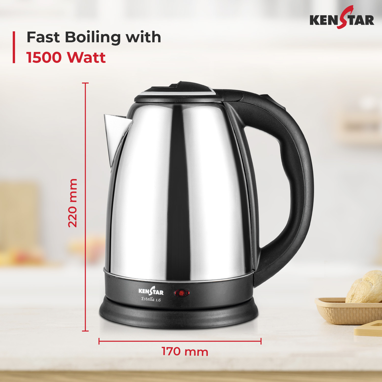 Kenstar Estella 1.6 Electric Kettle 1.6 L Steel Price History