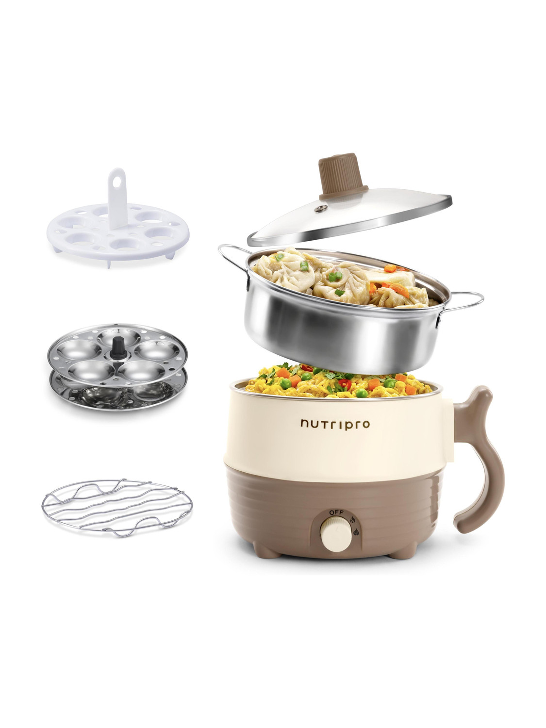 Multipurpose Steel Kettle Multi Cooker Electric Kettle (1.5 L, Cream &