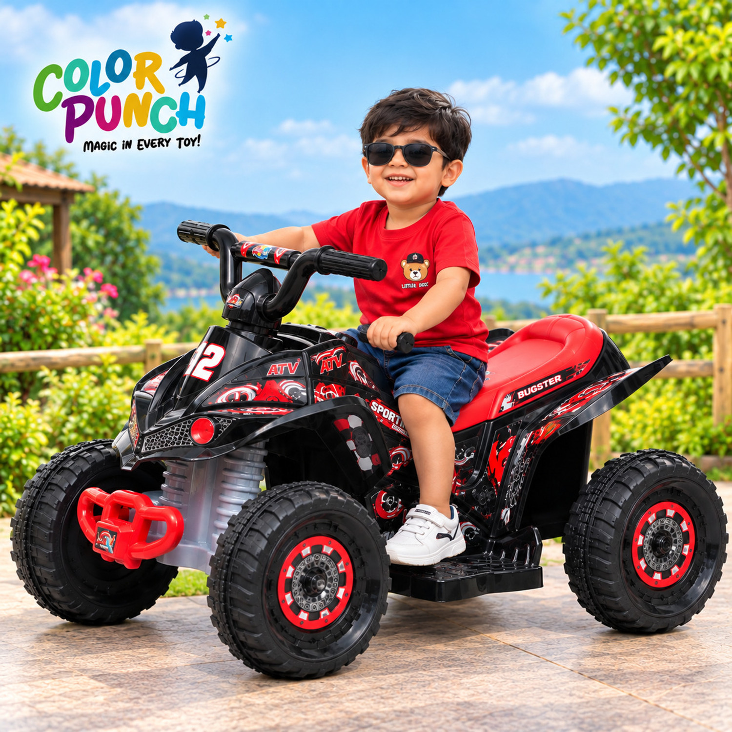 ATV PRIME EV BLUETOOTH MUSIC & LIGHT Car Battery Operated Ride On (Red