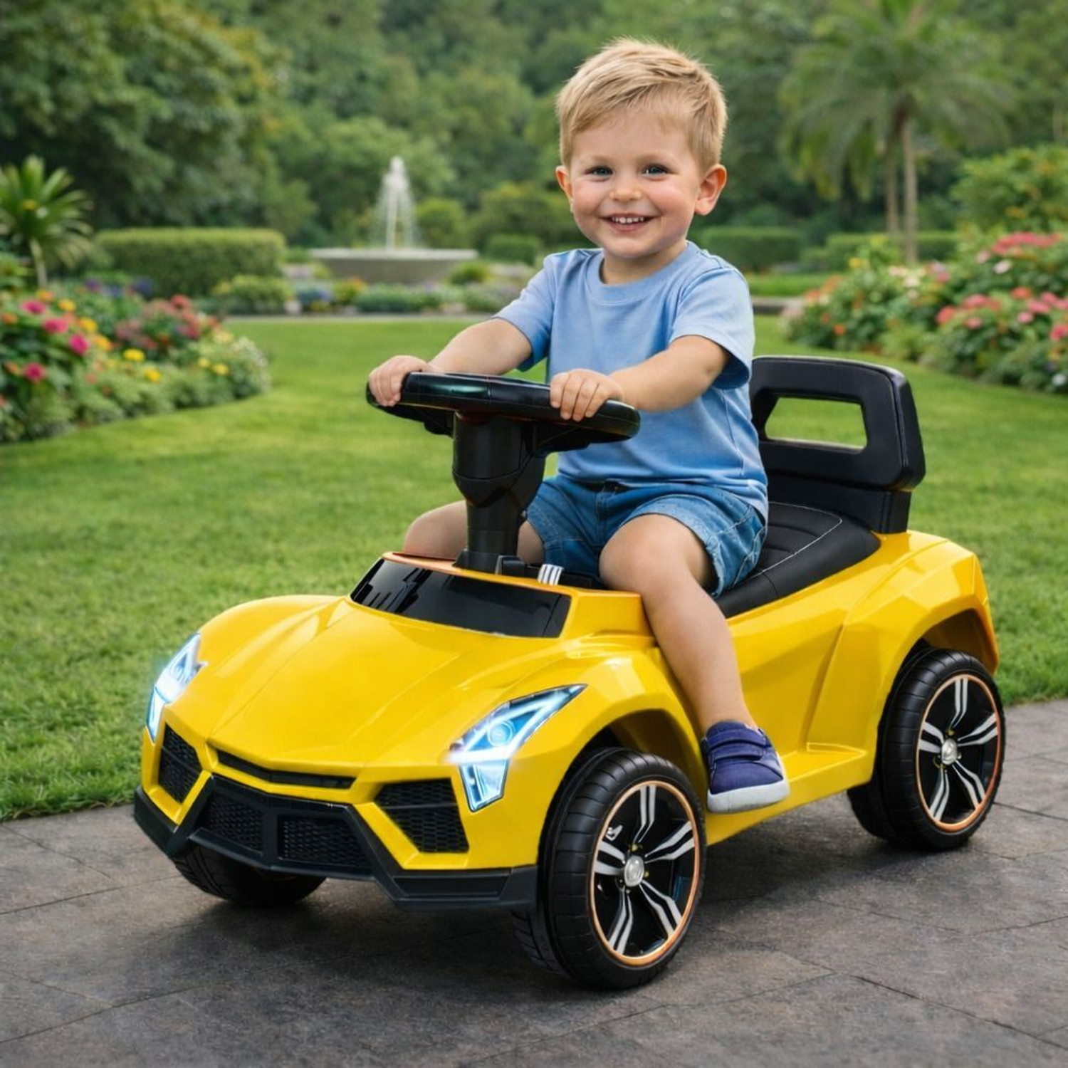 Image of JoyRide N-Torq Manual Push Scooter with Musical Horn & Light For Kids Age 1 to 3 Years Rideons & Wagons Non Battery Operated Ride On (Red)