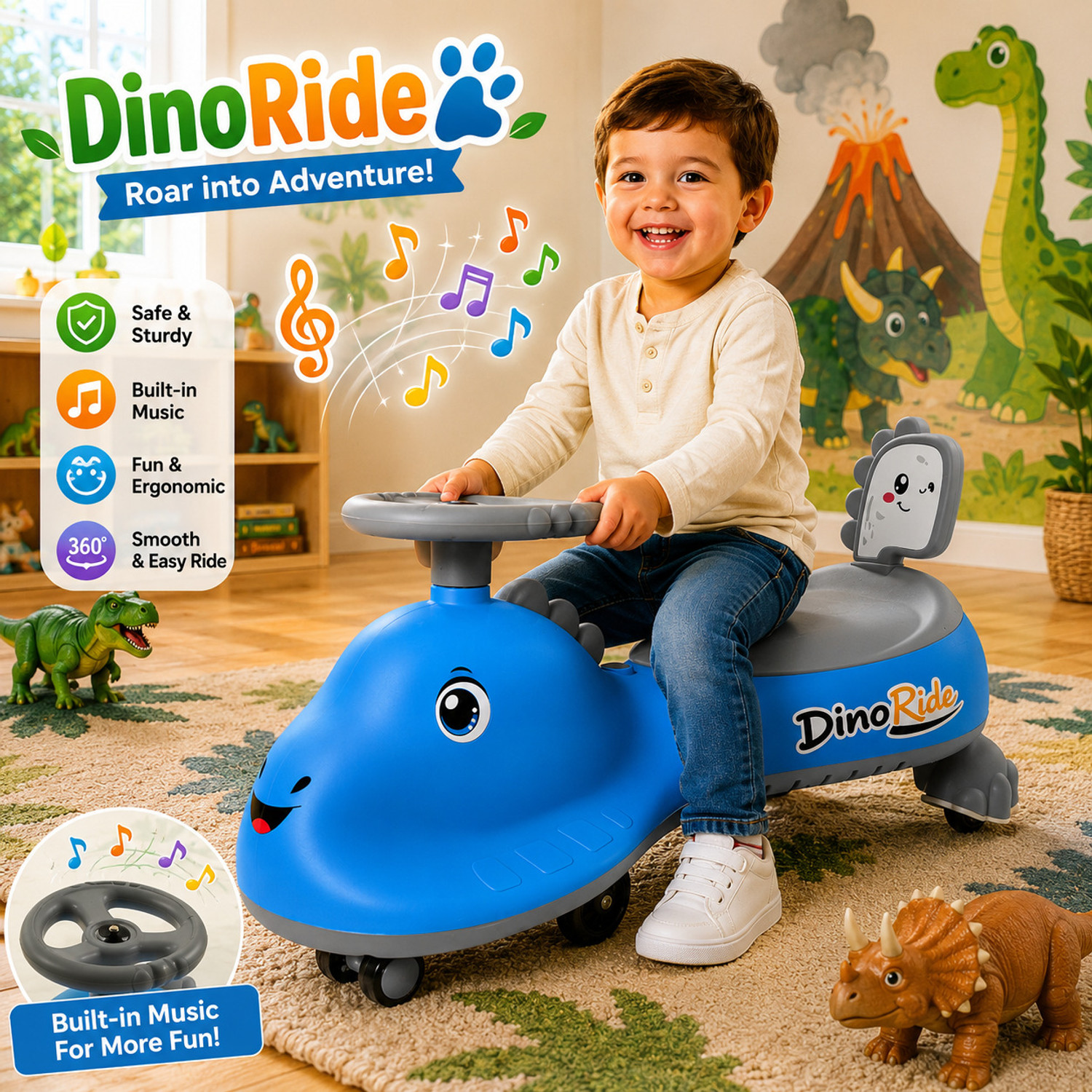 Image of VARAA G KIDS SCOOTER I BIG WHEEL I UPTO 2 YEAR KIDS I LIGHT & MUSIC (Red)