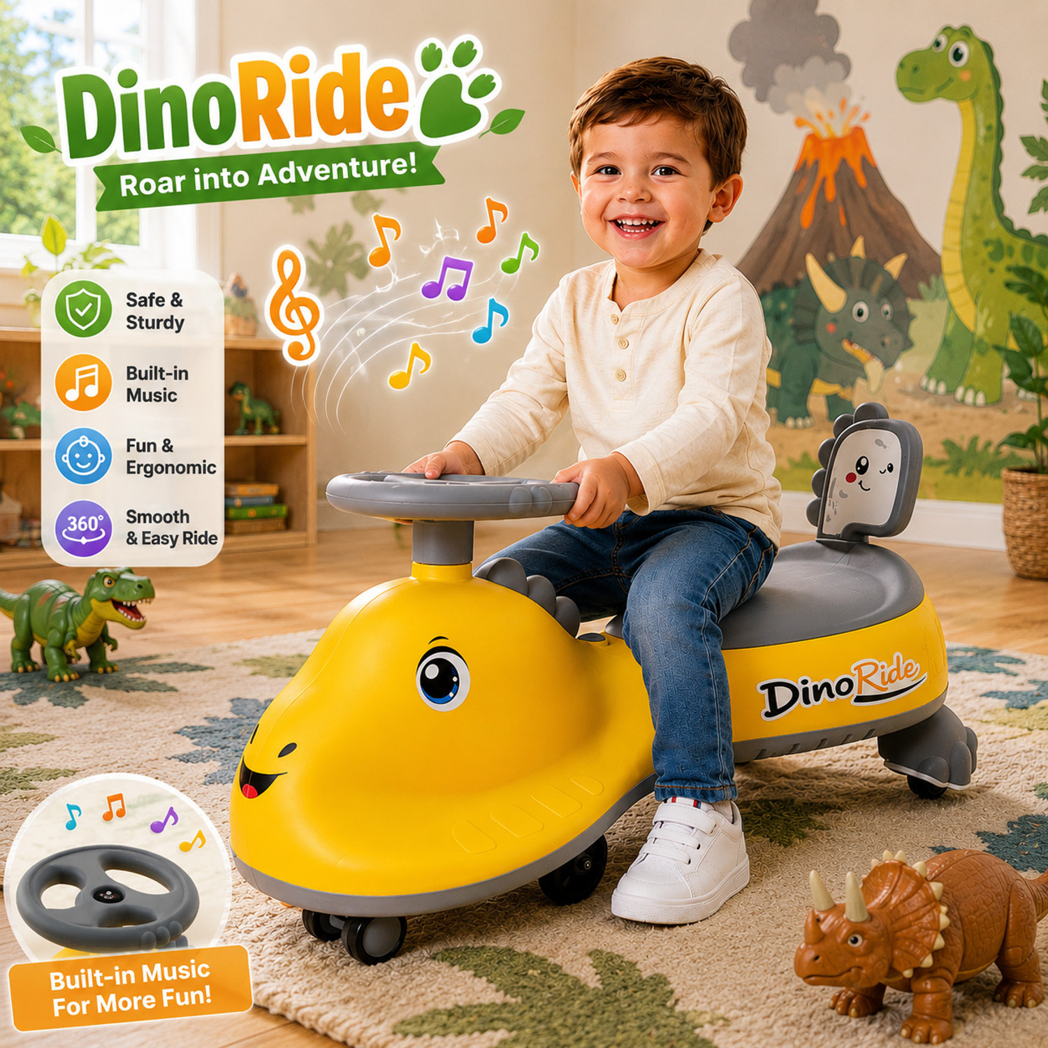 Image of VARAA G KIDS SCOOTER I BIG WHEEL I UPTO 2 YEAR KIDS I LIGHT & MUSIC (Red)
