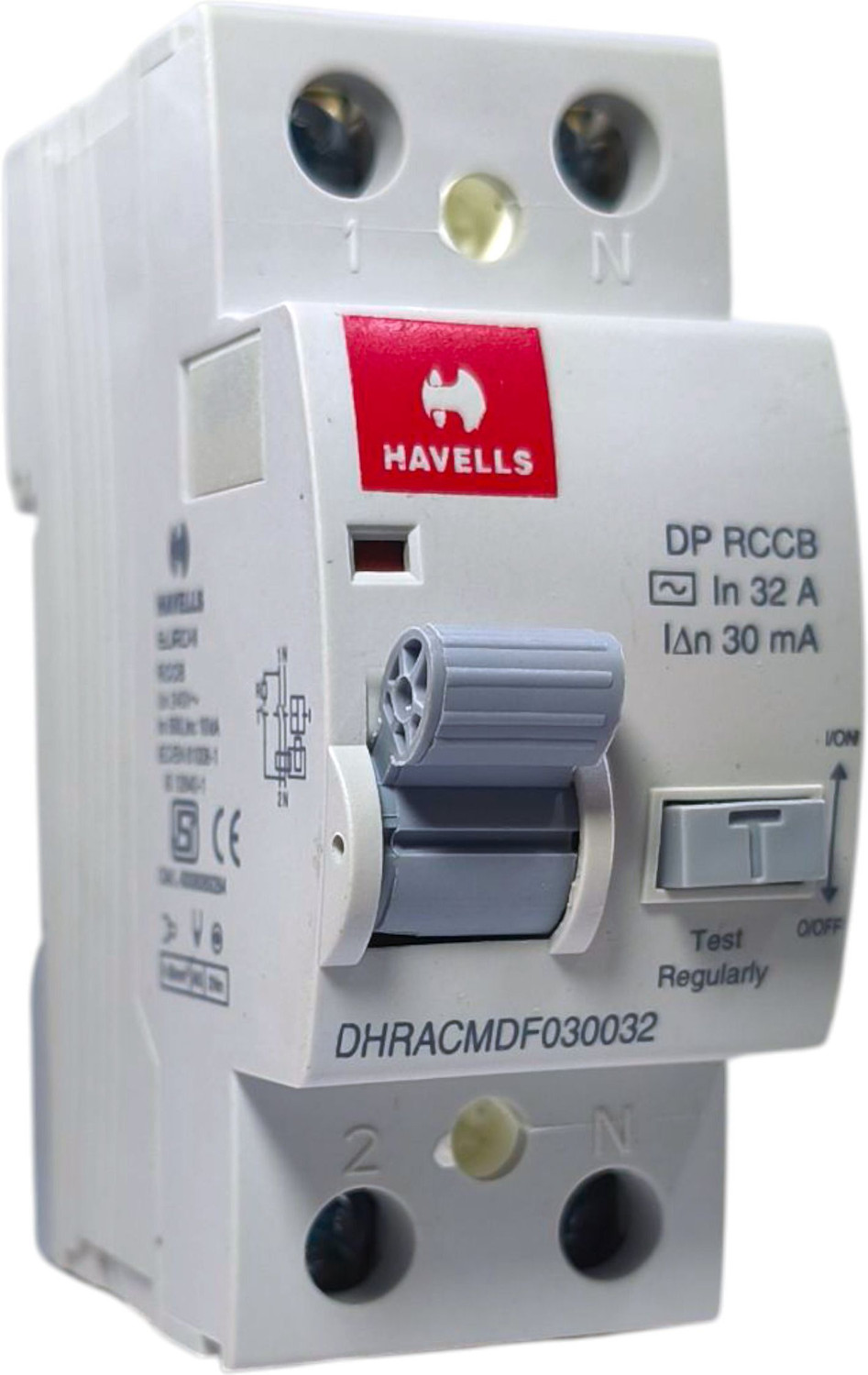 Image of HAVELLS PVC Plastic 20A MCB DP C Curve (White) DHMGCDPF020 MCB (2)