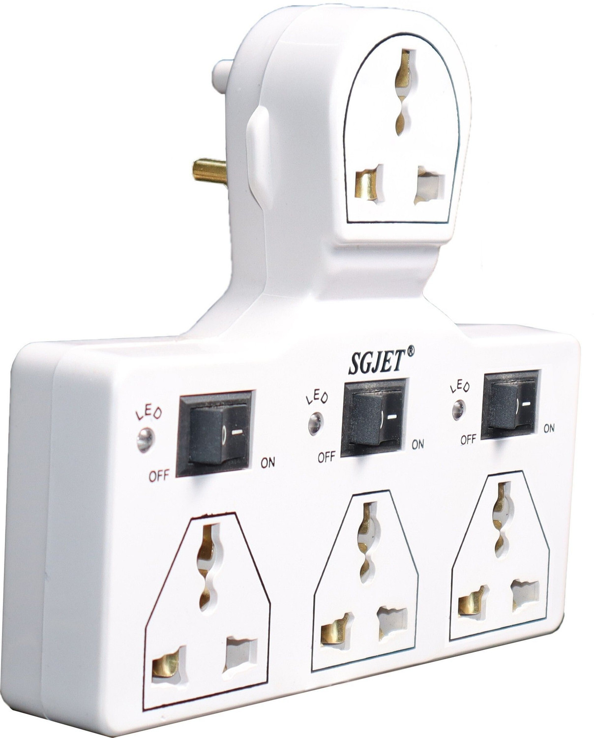 SGJET 4 Universal Socket 3 Switch Multi Plug 220V AC 6 A Three Pin Soc
