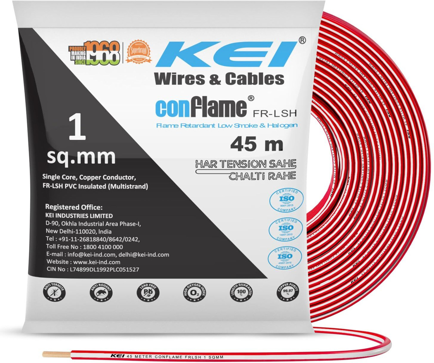 Image of Syska FR PVC 0.75 sq /mm Black 90 m Wire (Black)
