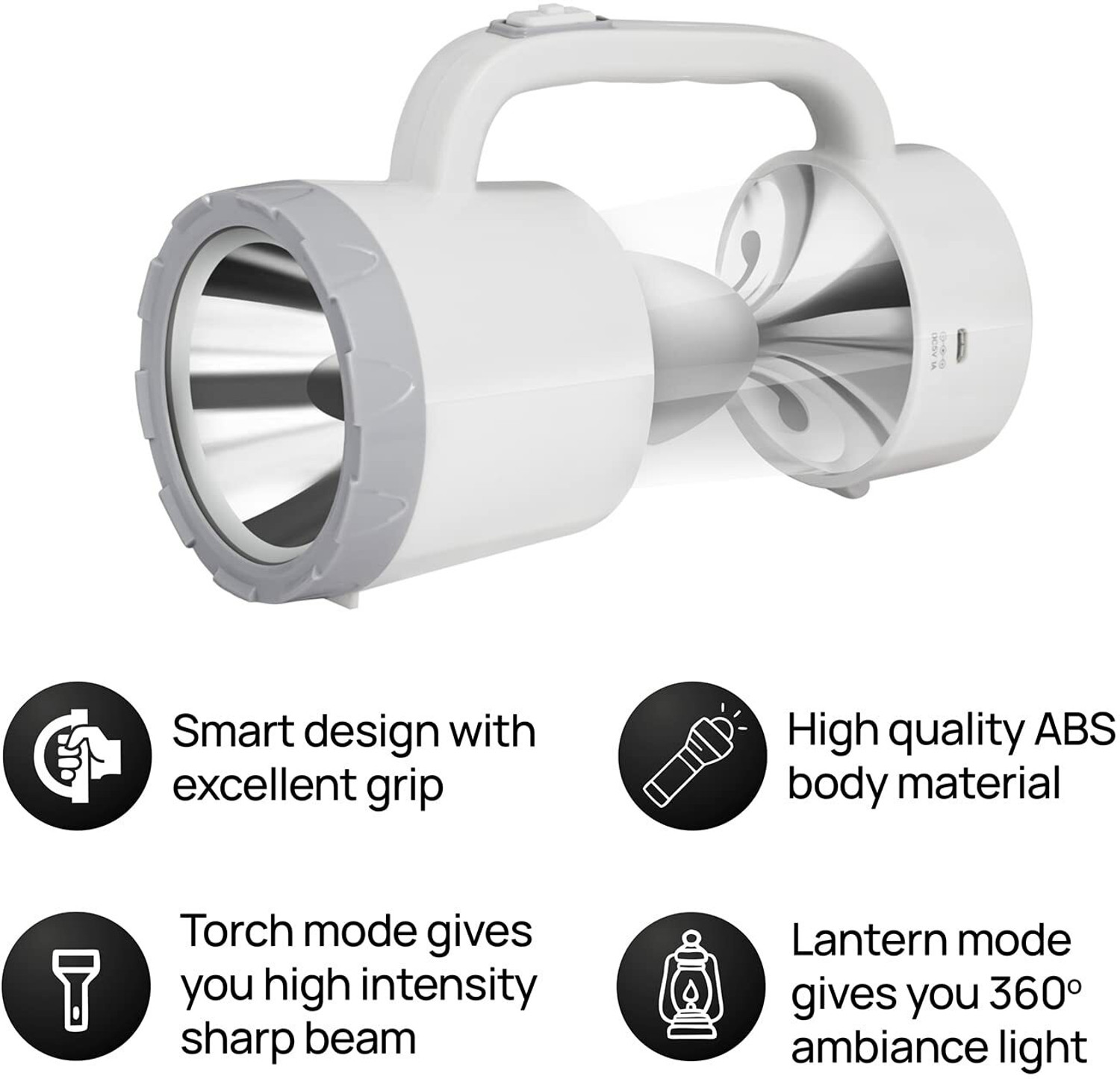 Image of Wipro Jasper multifunctional rechargeable torch and with backup upto 5 hrs Lantern Emergency Light