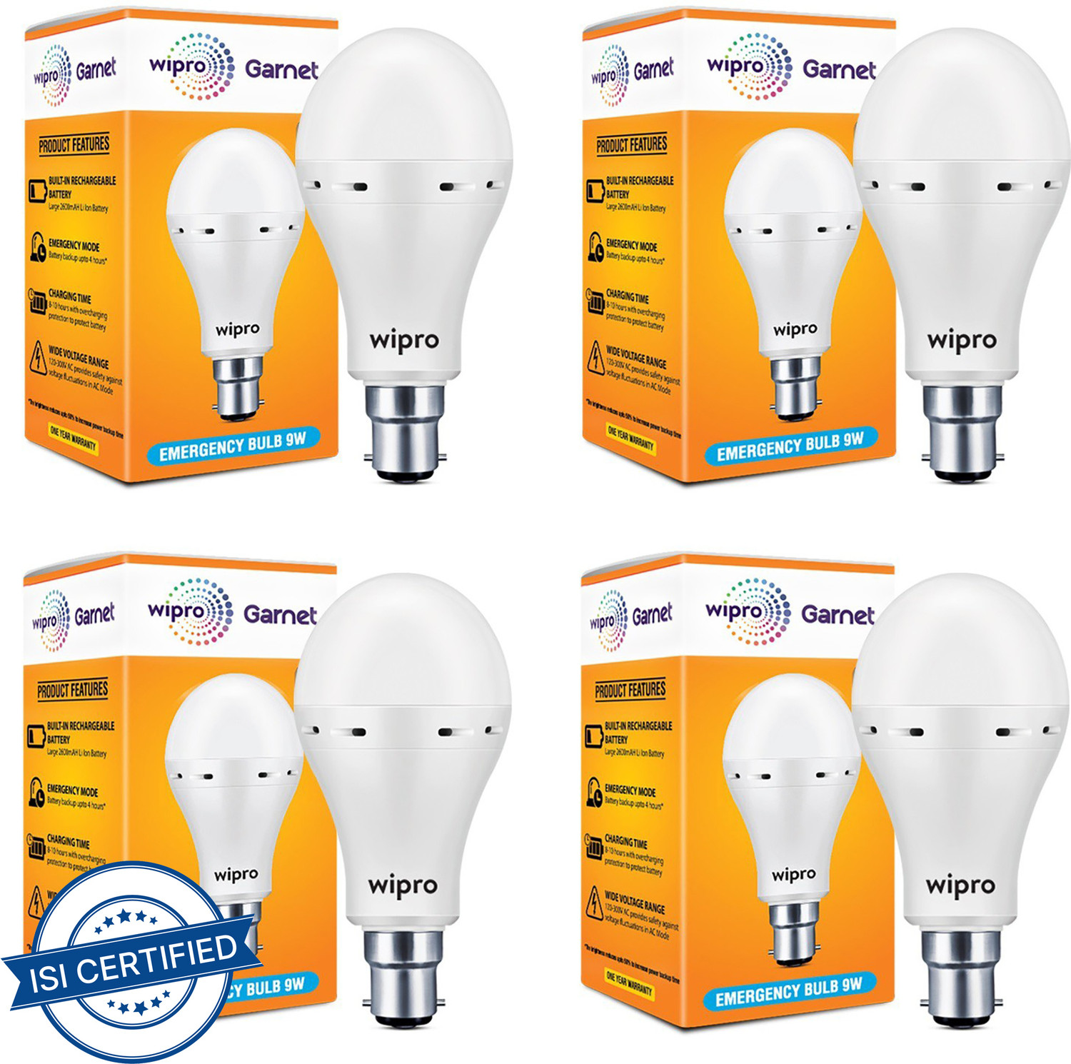 Wipro NE9001 4‑Bulb Emergency Light – Bright Backup Lighting