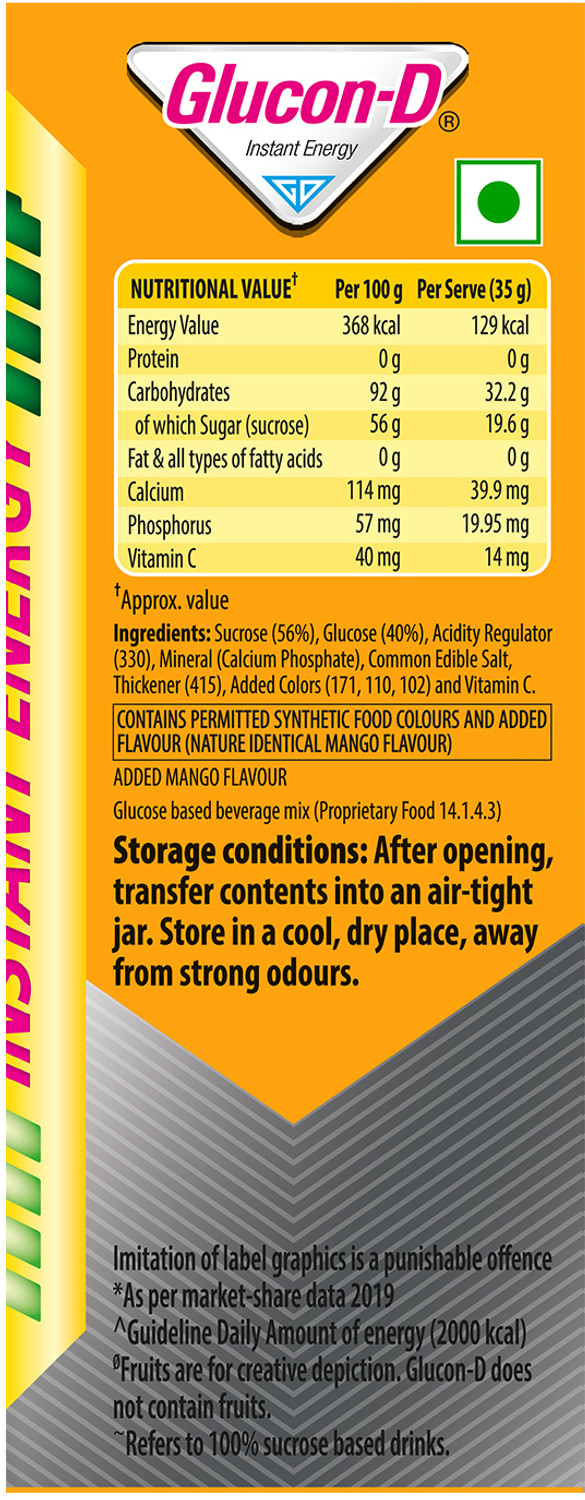Image of GLUCON-D Mango Blast with 3 Benefits of Energy, Recovery, and Immunity, Refill Sports Drink