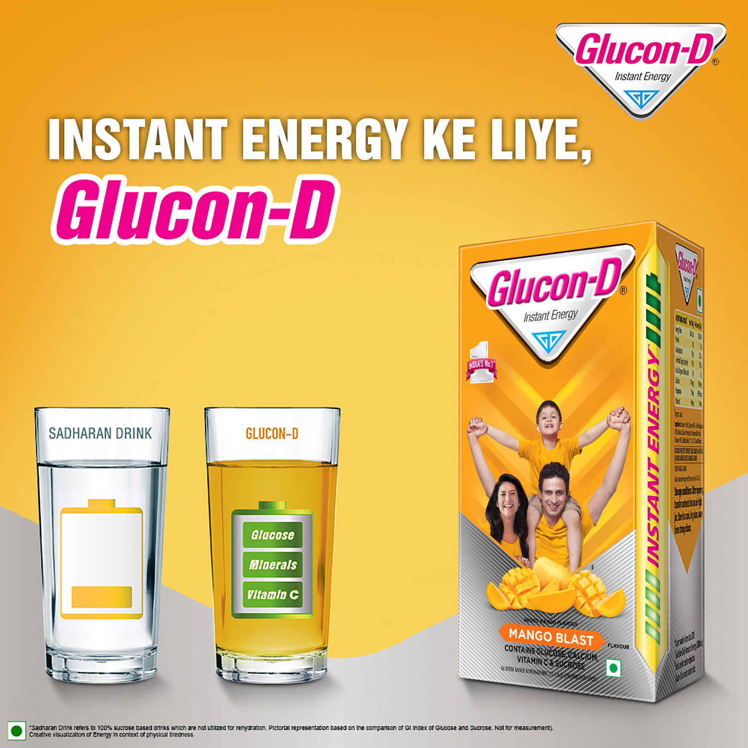 Image of GLUCON-D Mango Blast with 3 Benefits of Energy, Recovery, and Immunity, Refill Sports Drink