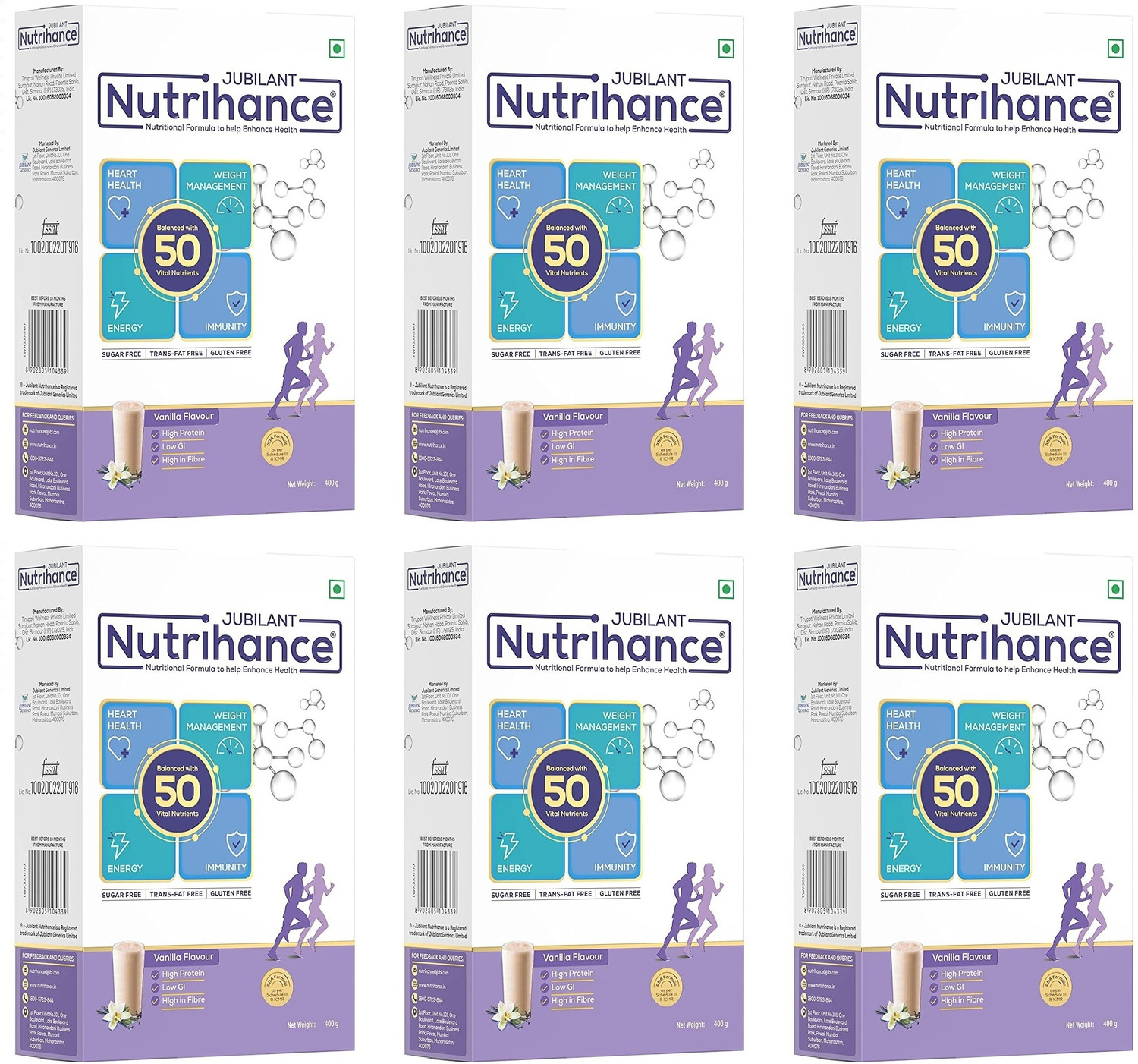 Image of JUBILANT Nutrihance Nutritional Formula help Enhance Health,400gm x Pack of 6 Nutrition Drink
