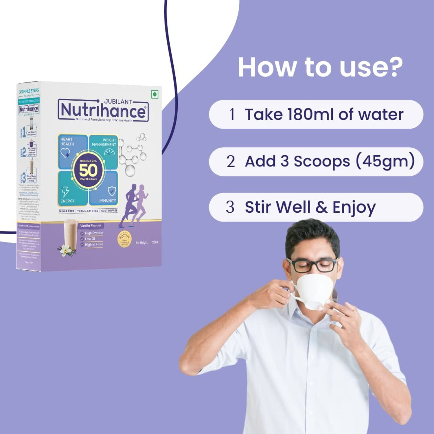 Image of JUBILANT Nutrihance Nutritional Formula help Enhance Health,400gm x Pack of 6 Nutrition Drink