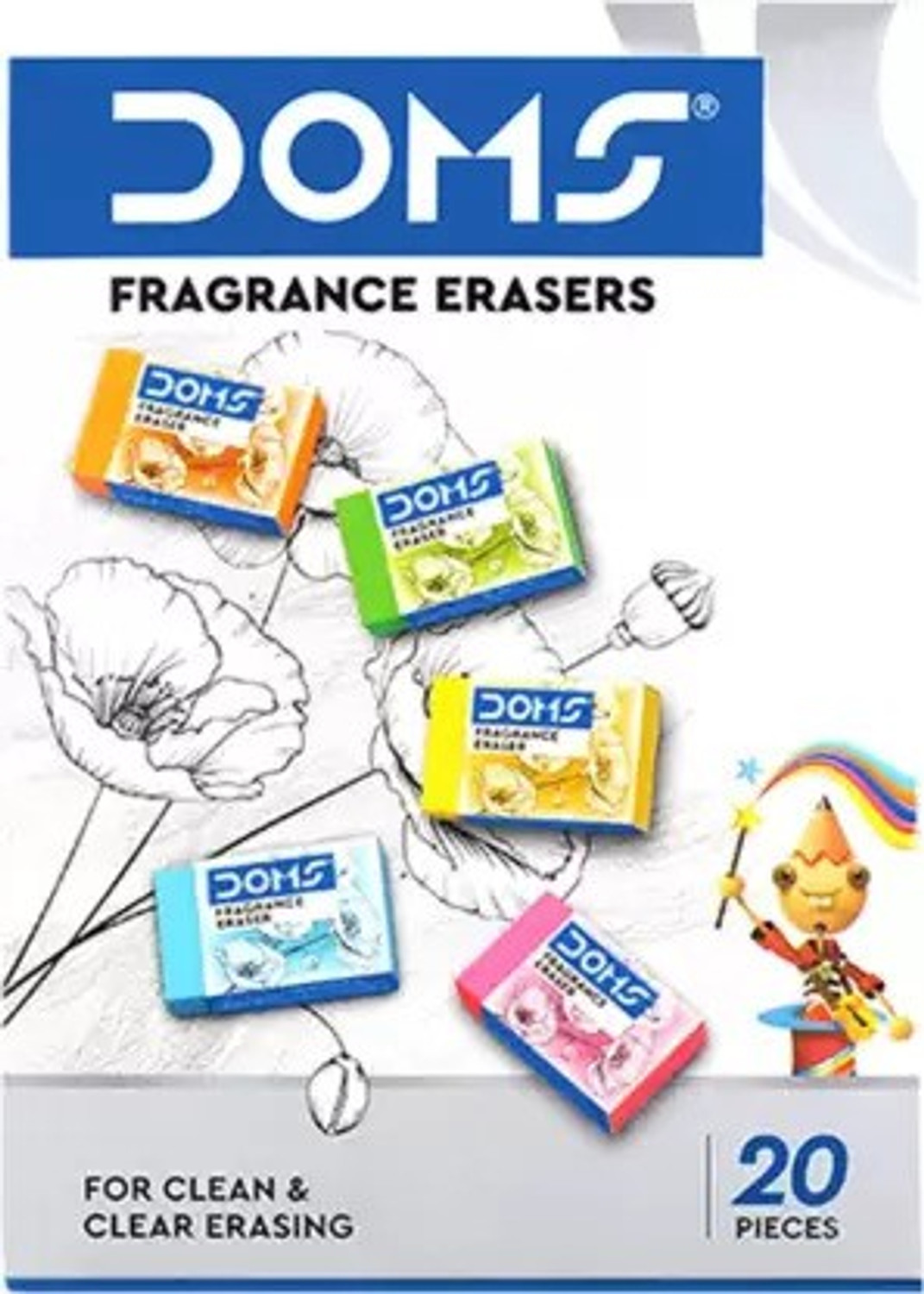 Image of DOMS Dust Free Coloured Non-Toxic Eraser (Set of 100, Multicolor)
