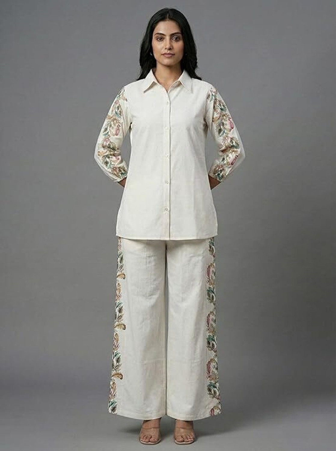 Image of PRAYOSHA FASHION Women Pure Cotton Kurta Palazzo Set