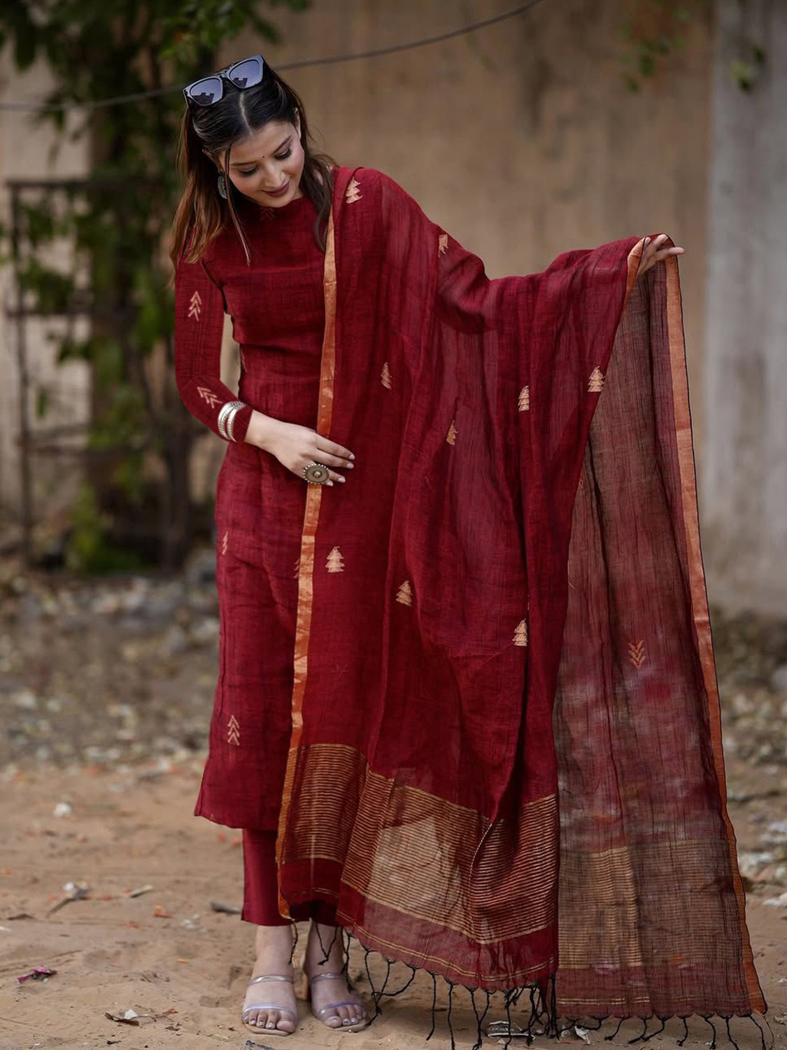 Image of Aaghnya Fashion Women Viscose Rayon Kurta Pant Dupatta Set