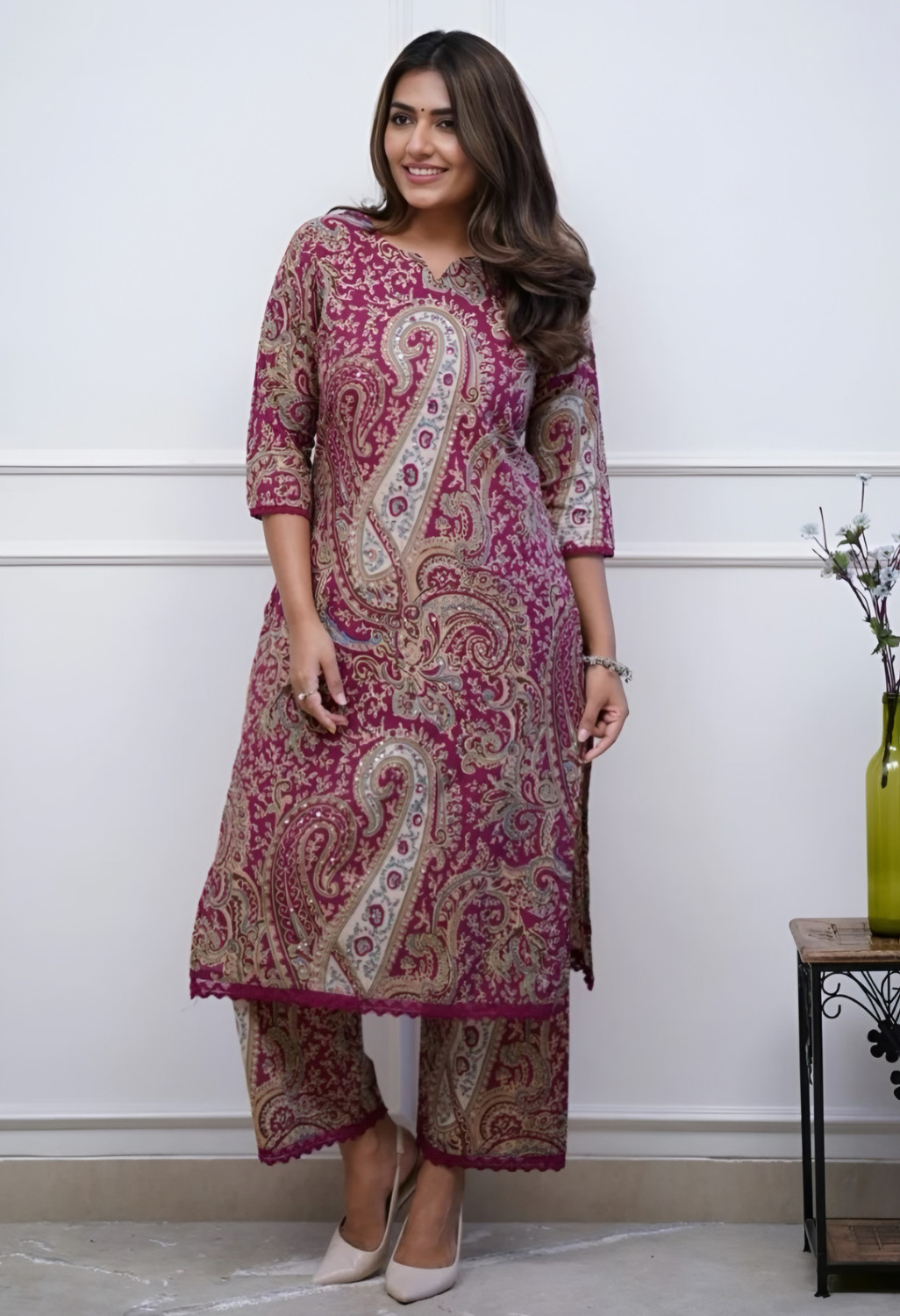 Image of SHREE HARIJI TEXTILE Women Cotton Blend Kurti Pant Dupatta Set