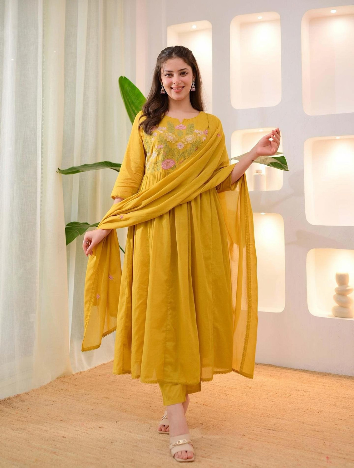 Image of Style Jaipur Women Pure Cotton Kurta Pant Dupatta Set