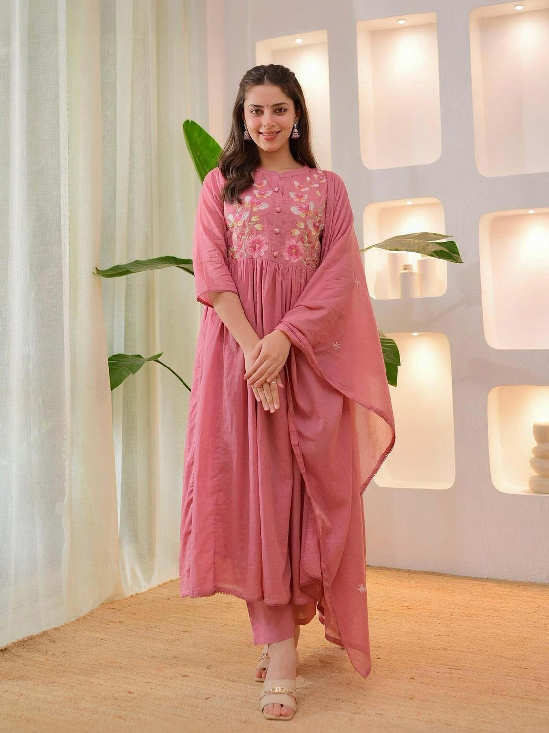 Image of Style Jaipur Women Pure Cotton Kurta Pant Dupatta Set