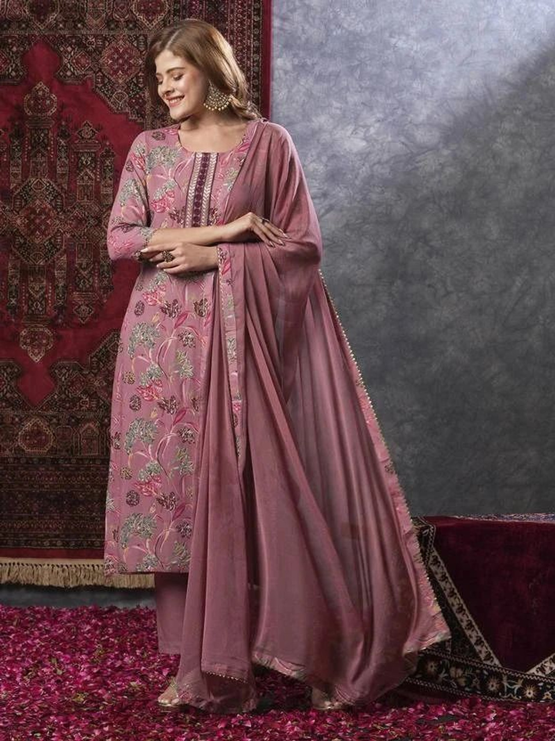 Image of PRAYOSHA FASHION Women Pure Cotton Kurta Palazzo Set