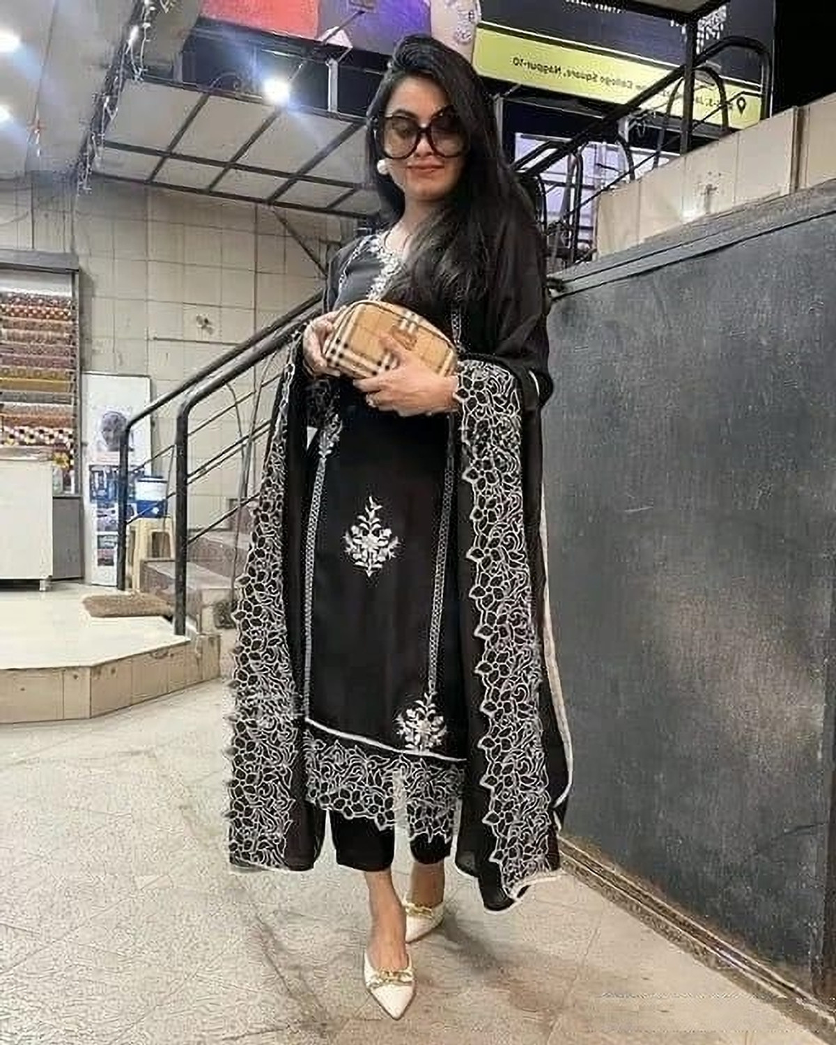 Image of Blue Wish Women Net Kurta Pant Dupatta Set