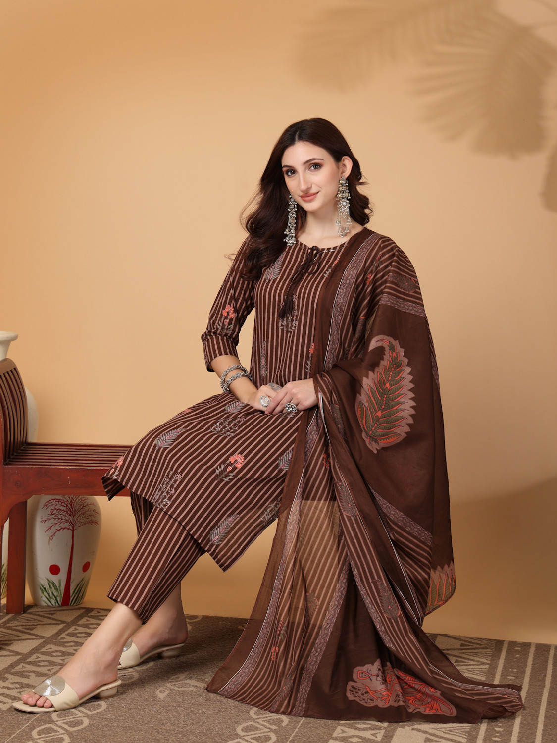 Image of PRAYOSHA FASHION Women Pure Cotton Kurta Palazzo Set