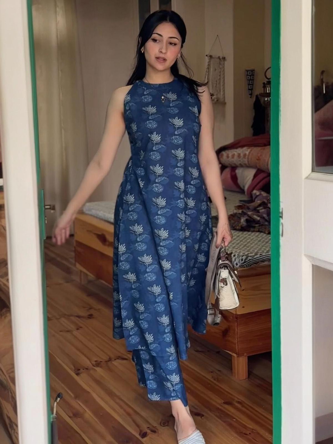 Image of YAGNIK FASHION Women Cotton Rayon Kurta Palazzo Set