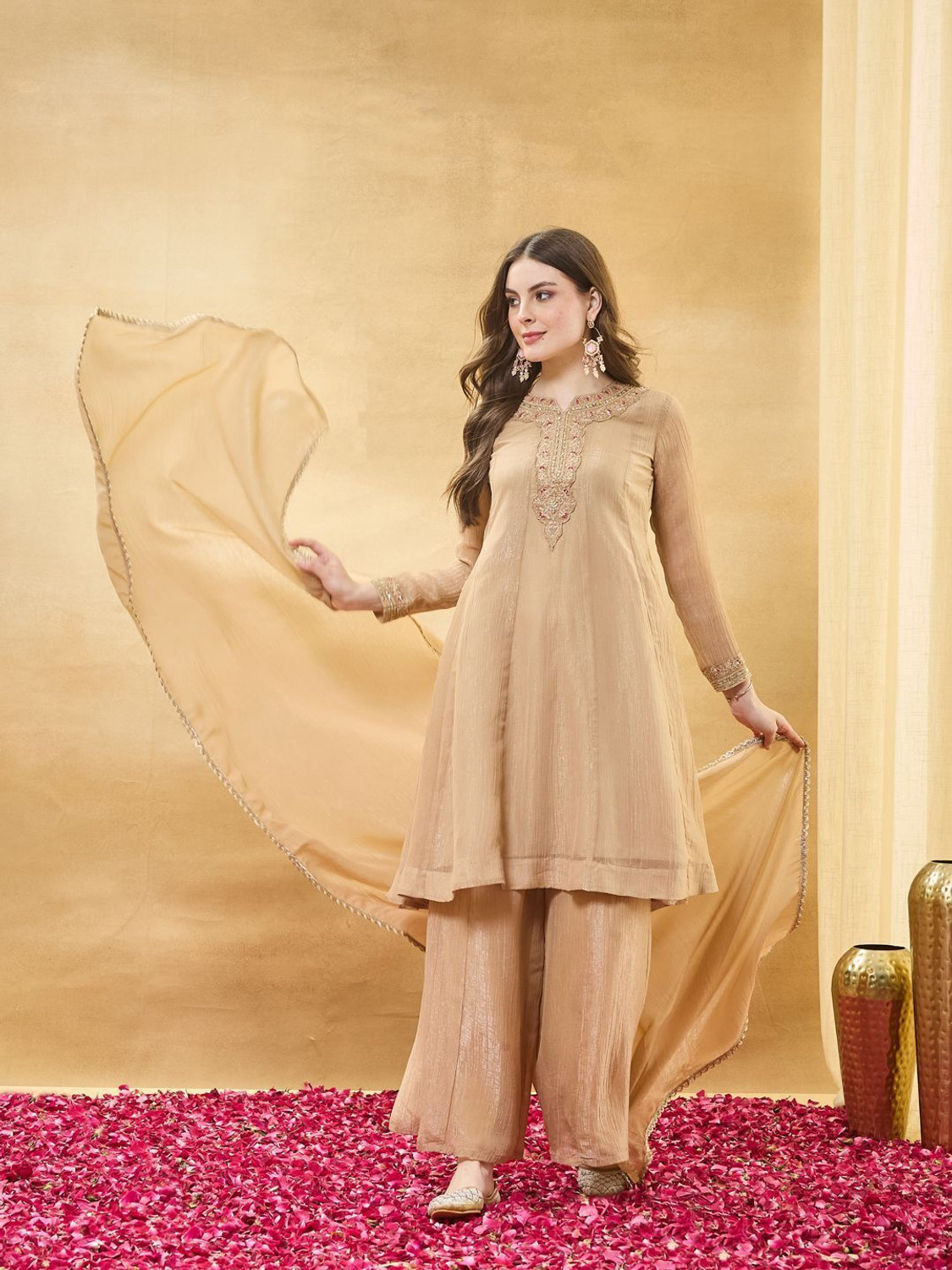 Mokosh Women Kurta Palazzo Dupatta Set