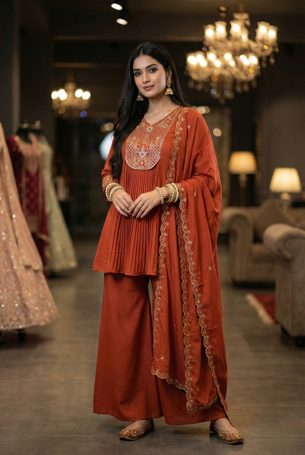 Hiva Trendz Women Kurta Sharara Dupatta Set