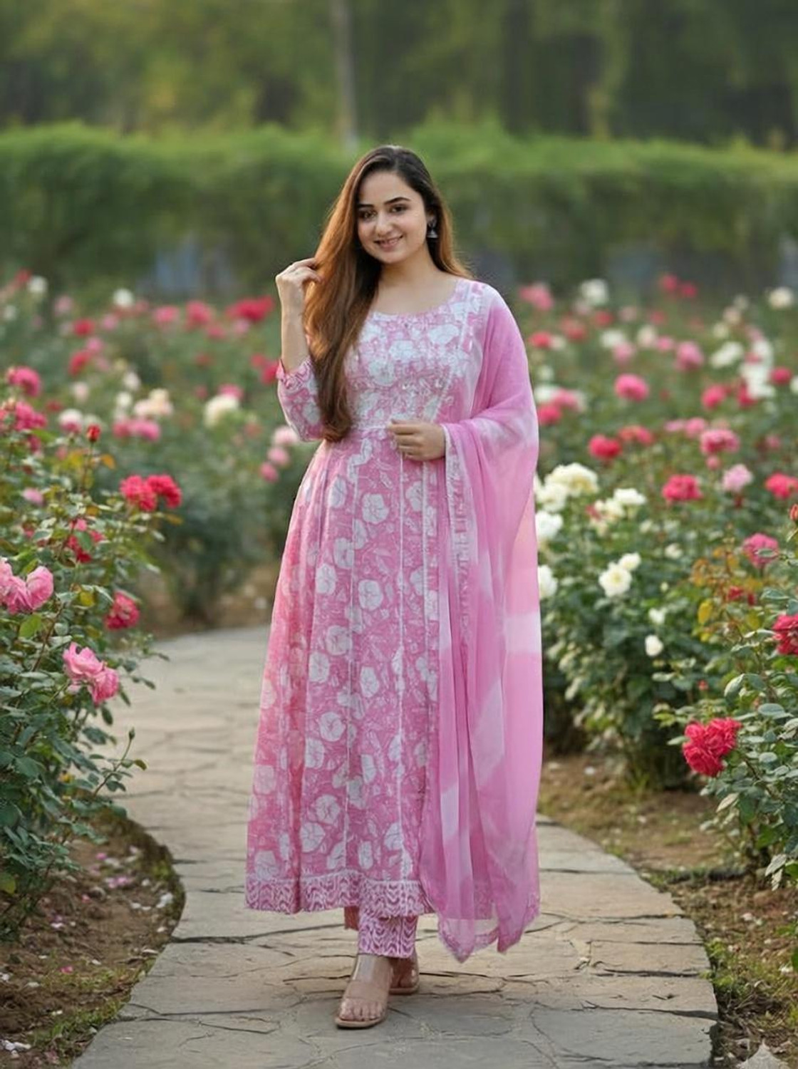 Image of Apparelia Women Viscose Rayon Kurta Pant Dupatta Set