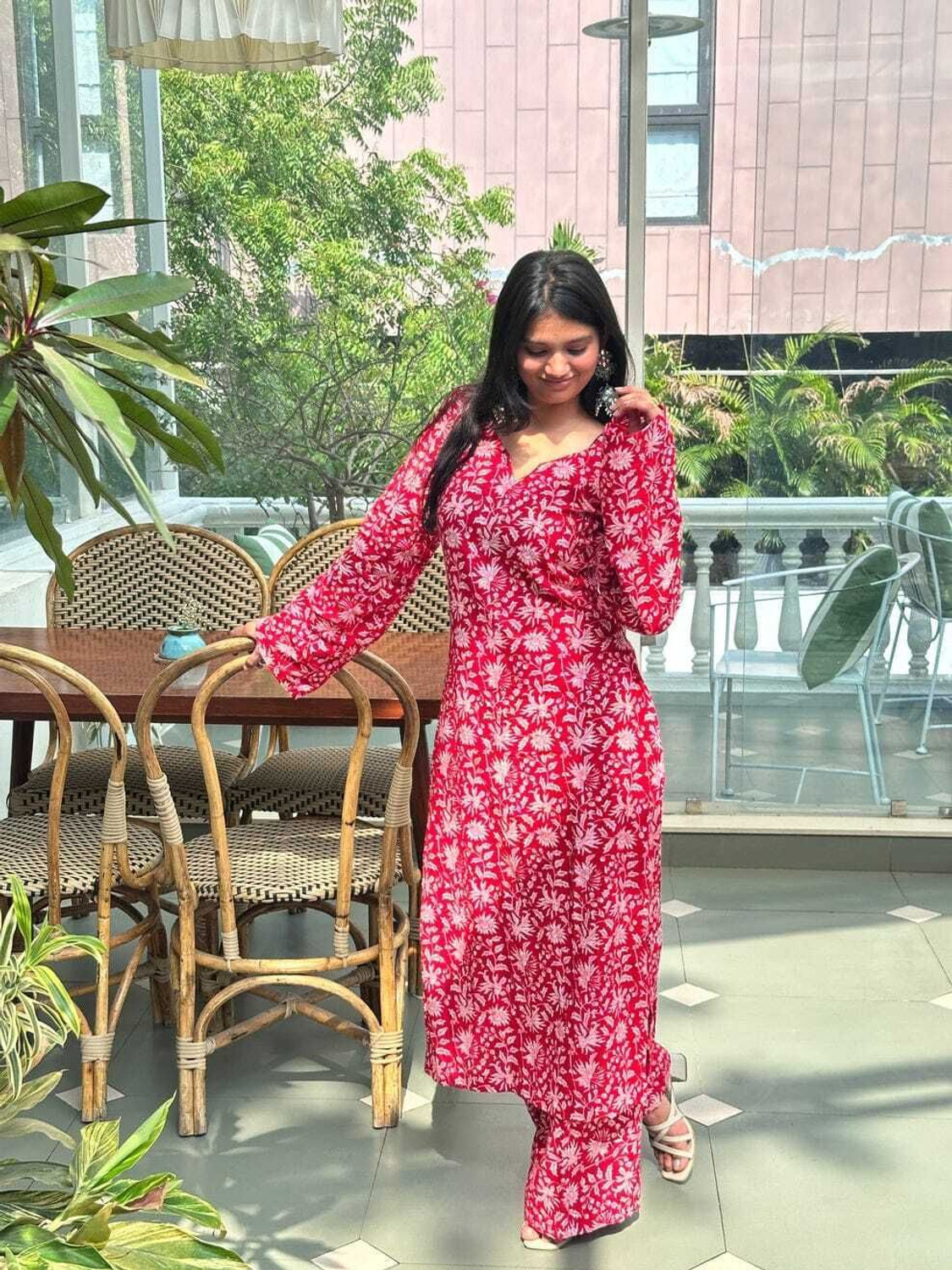 Image of PRAYOSHA FASHION Women Pure Cotton Kurta Palazzo Set