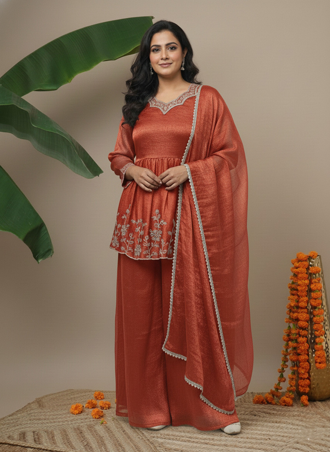 Mokosh Women Kurta Sharara Dupatta Set