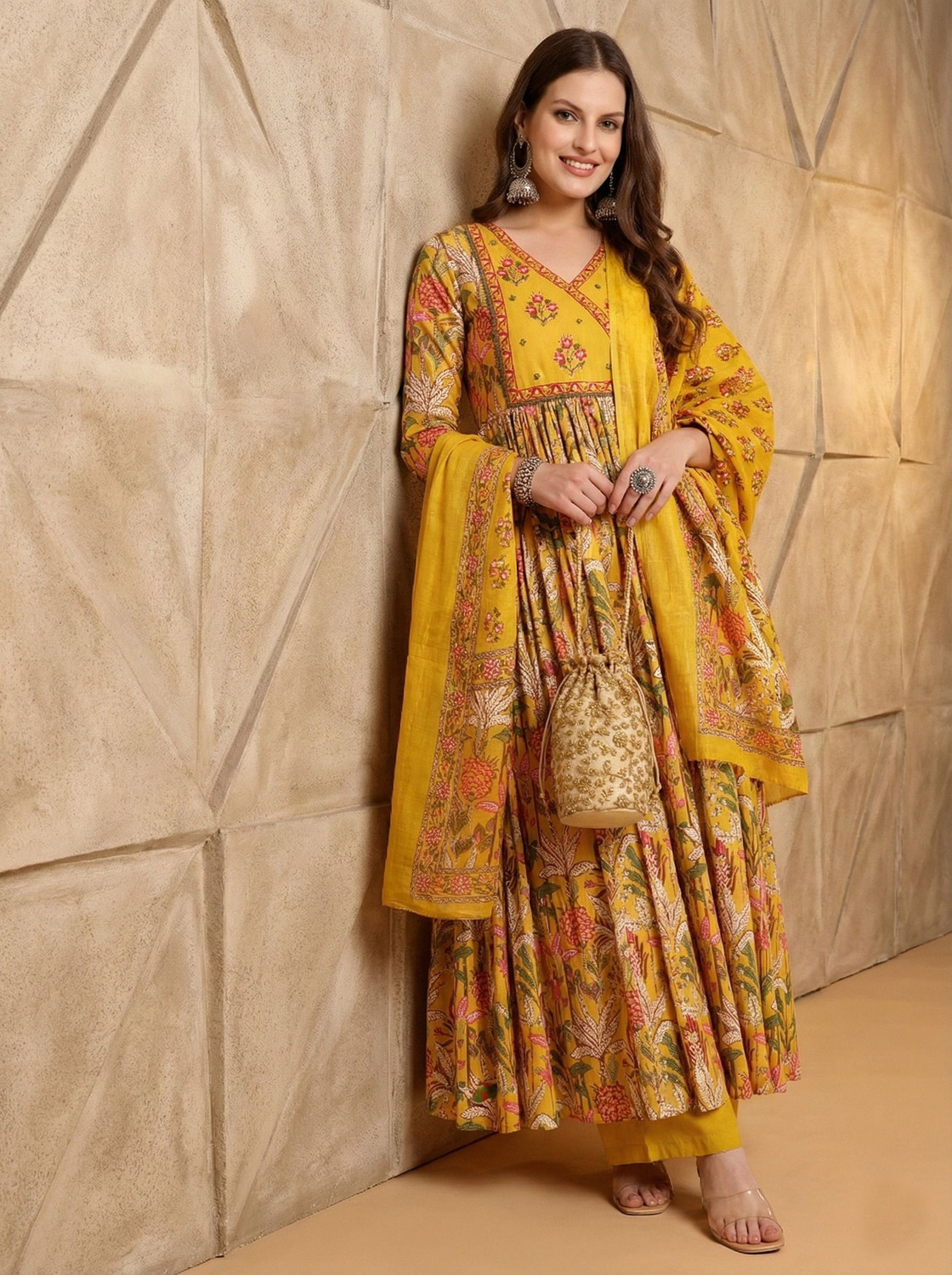 Image of KASHRA Women Pure Cotton Kurta Pant Dupatta Set