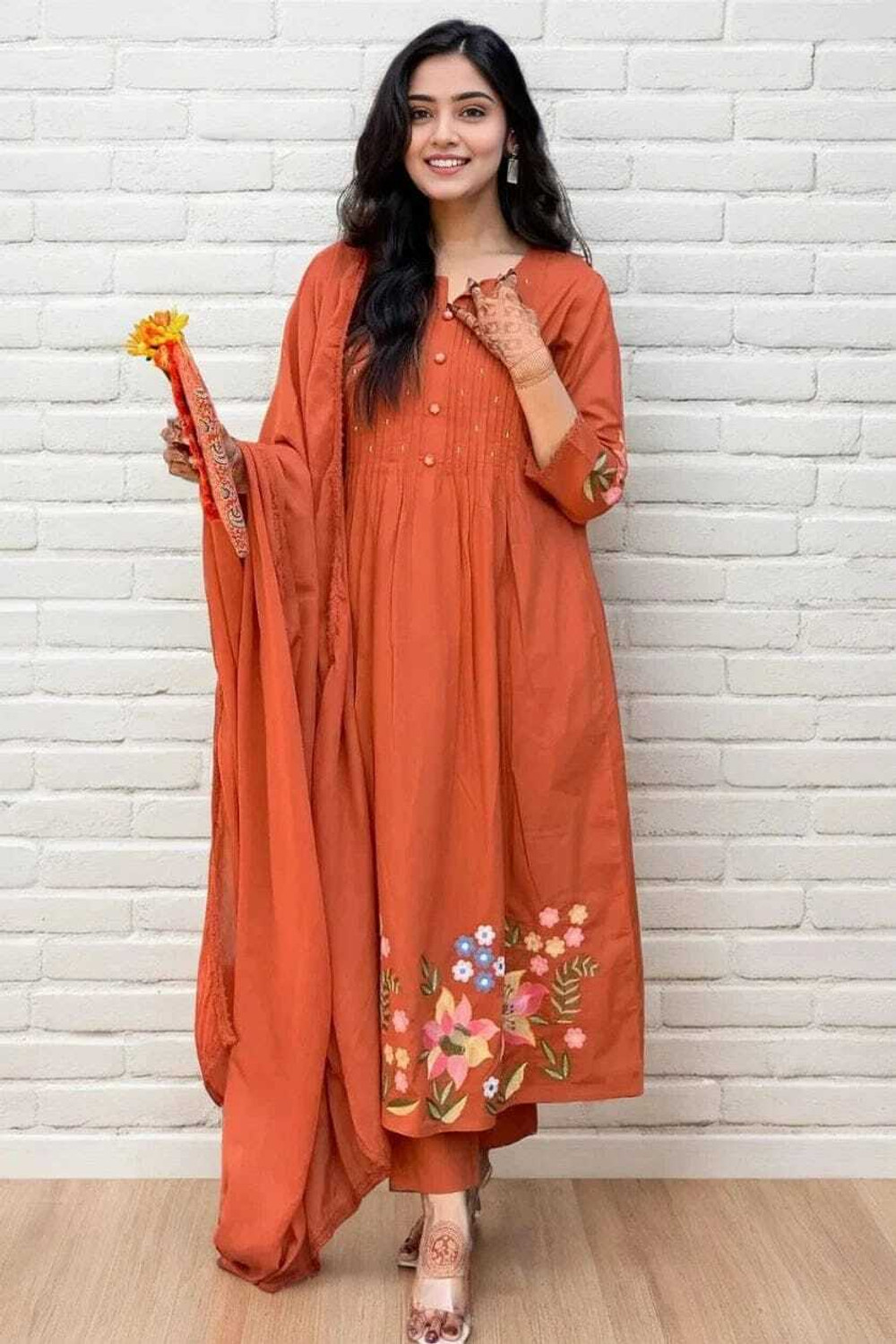 Image of Style Jaipur Women Pure Cotton Kurta Pant Dupatta Set