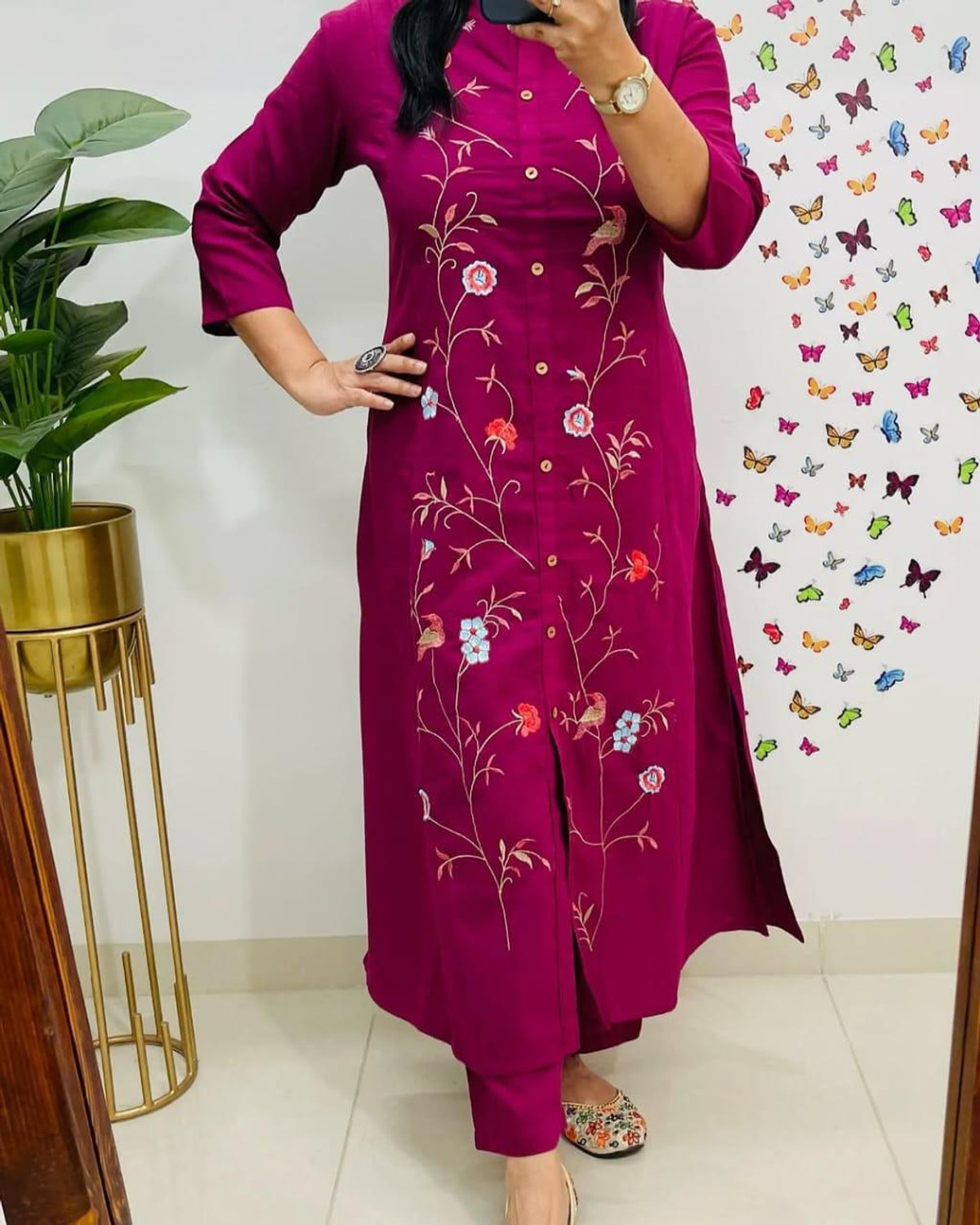 Image of Beads N Stones Women Pure Cotton Kurta Palazzo Set