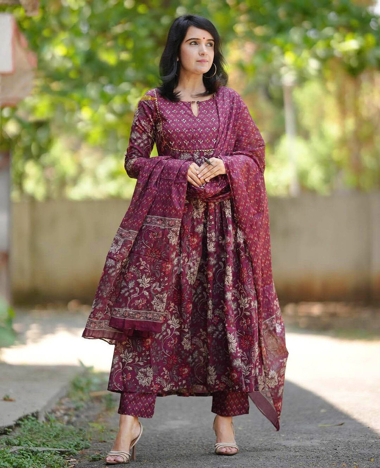 Image of Apparelia Women Viscose Rayon Kurta Pant Dupatta Set
