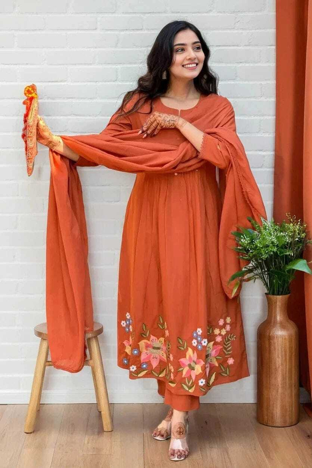 Image of Style Jaipur Women Pure Cotton Kurta Pant Dupatta Set