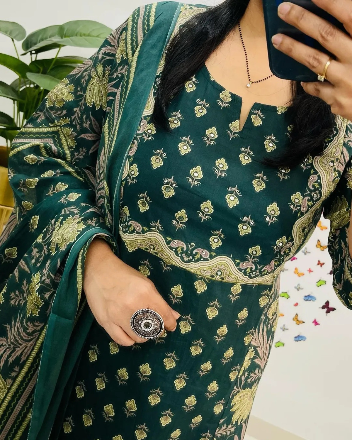 Image of TEO DORI Women Viscose Rayon Kurta Pant Attached Dupatta Set