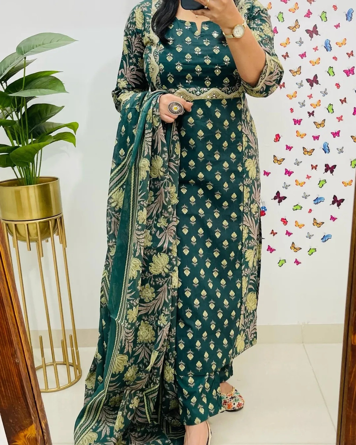 Image of TEO DORI Women Viscose Rayon Kurta Pant Attached Dupatta Set