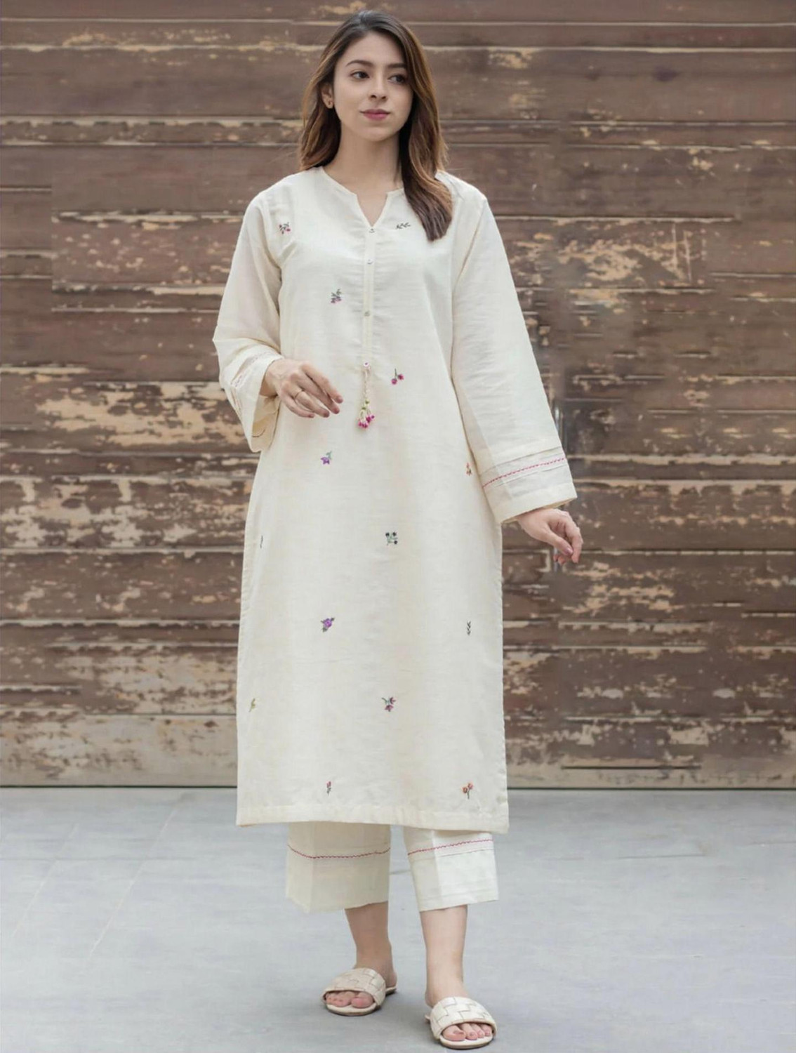 Image of PASOYA Women Cotton Blend Kurta Pant Set