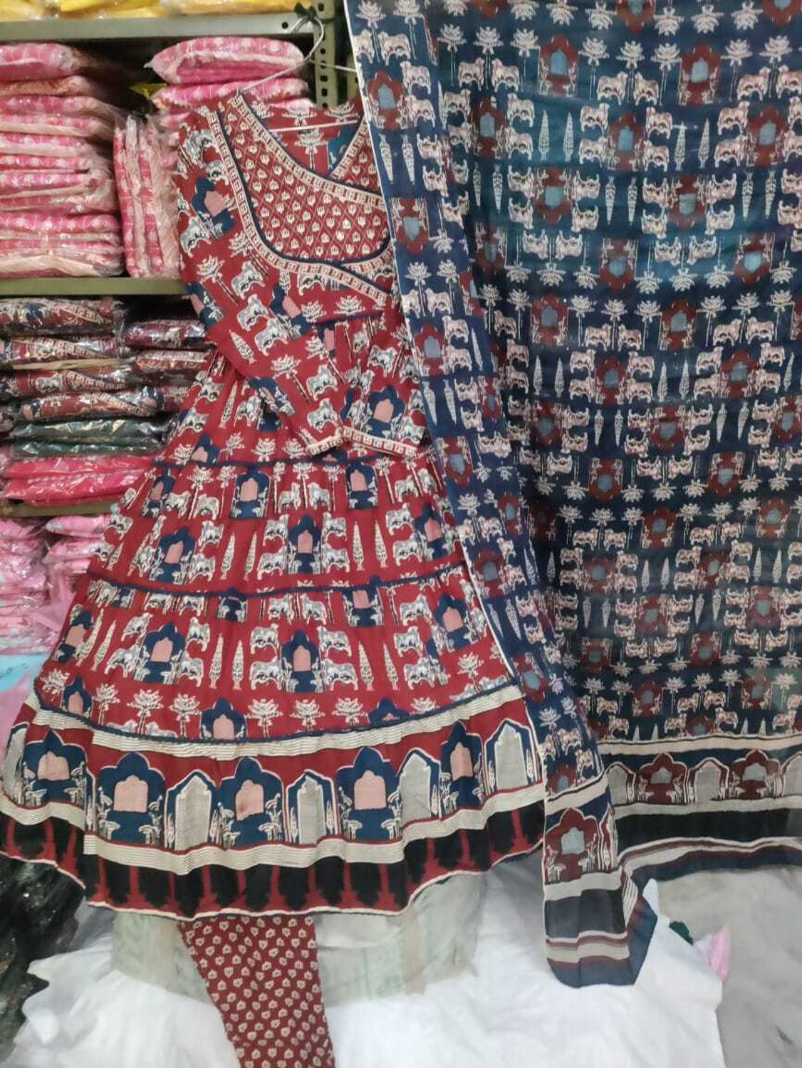 Image of SHREE HARIJI TEXTILE Women Cotton Blend Kurti Pant Dupatta Set